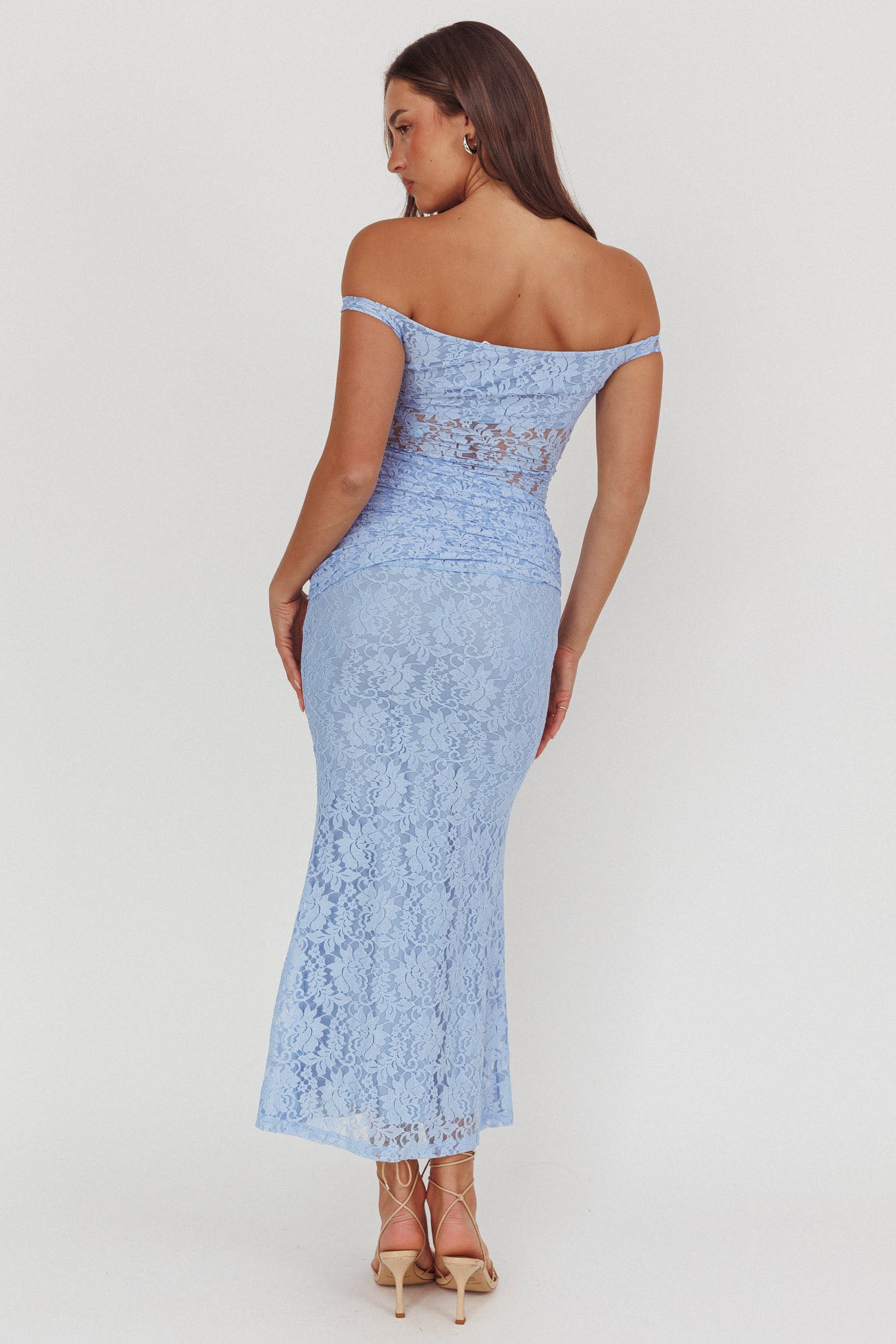 Bellora Off-Shoulder Lace Maxi Dress Blue-Maymioy