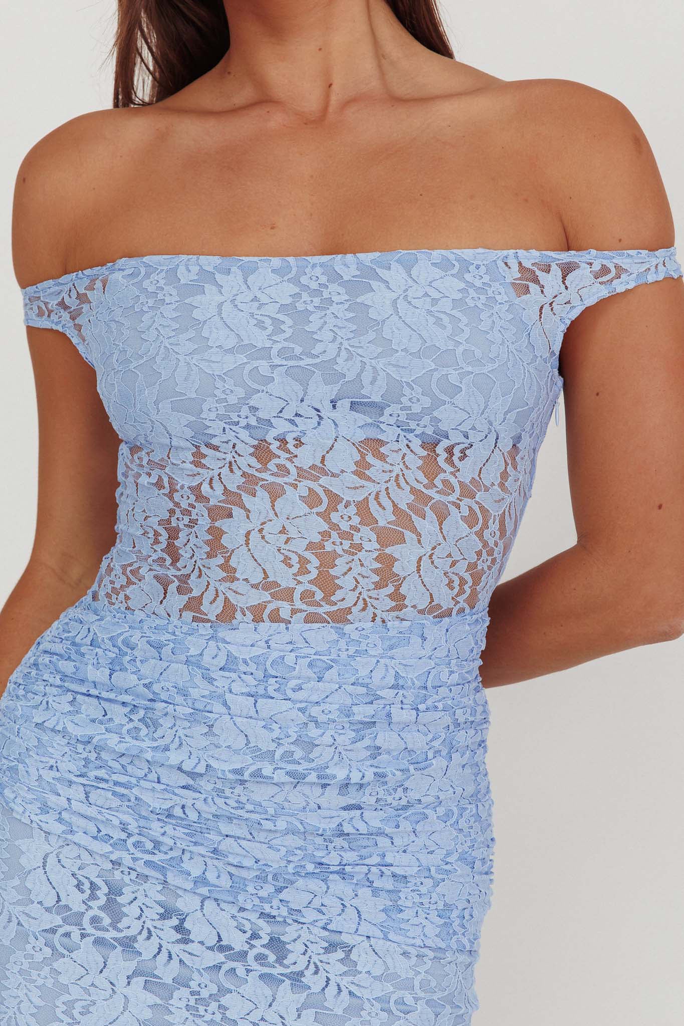 Bellora Off-Shoulder Lace Maxi Dress Blue-Maymioy