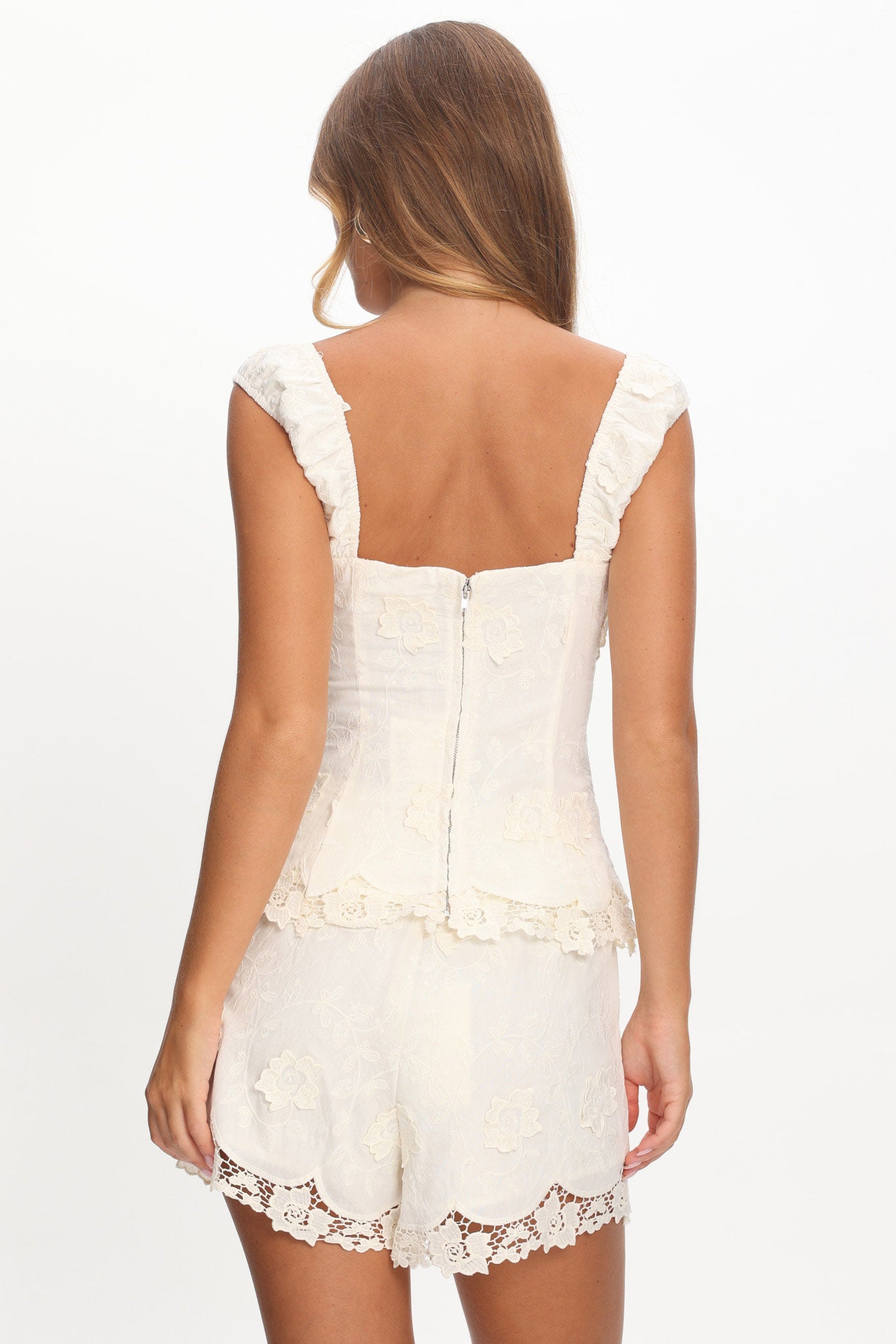 Tarelle Gathered Bust Top Cream-Maymioy