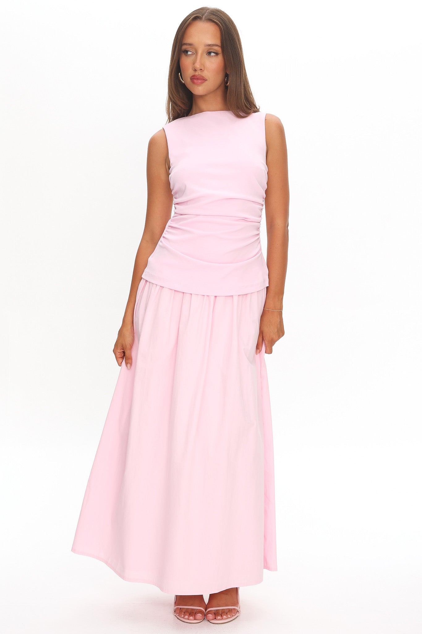 Keeeva Boatneck Maxi Dress Pink-Maymioy