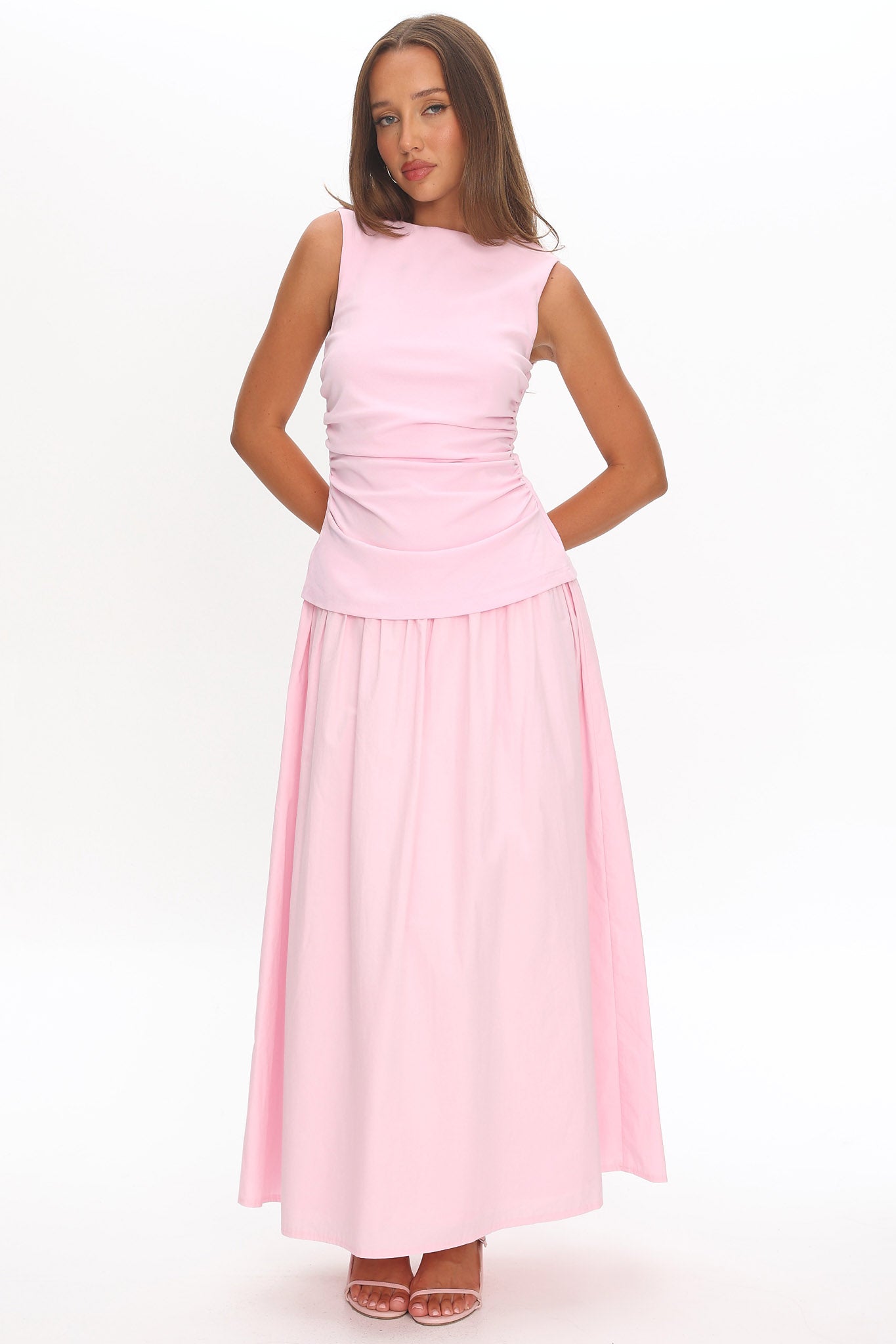 Keeeva Boatneck Maxi Dress Pink-Maymioy