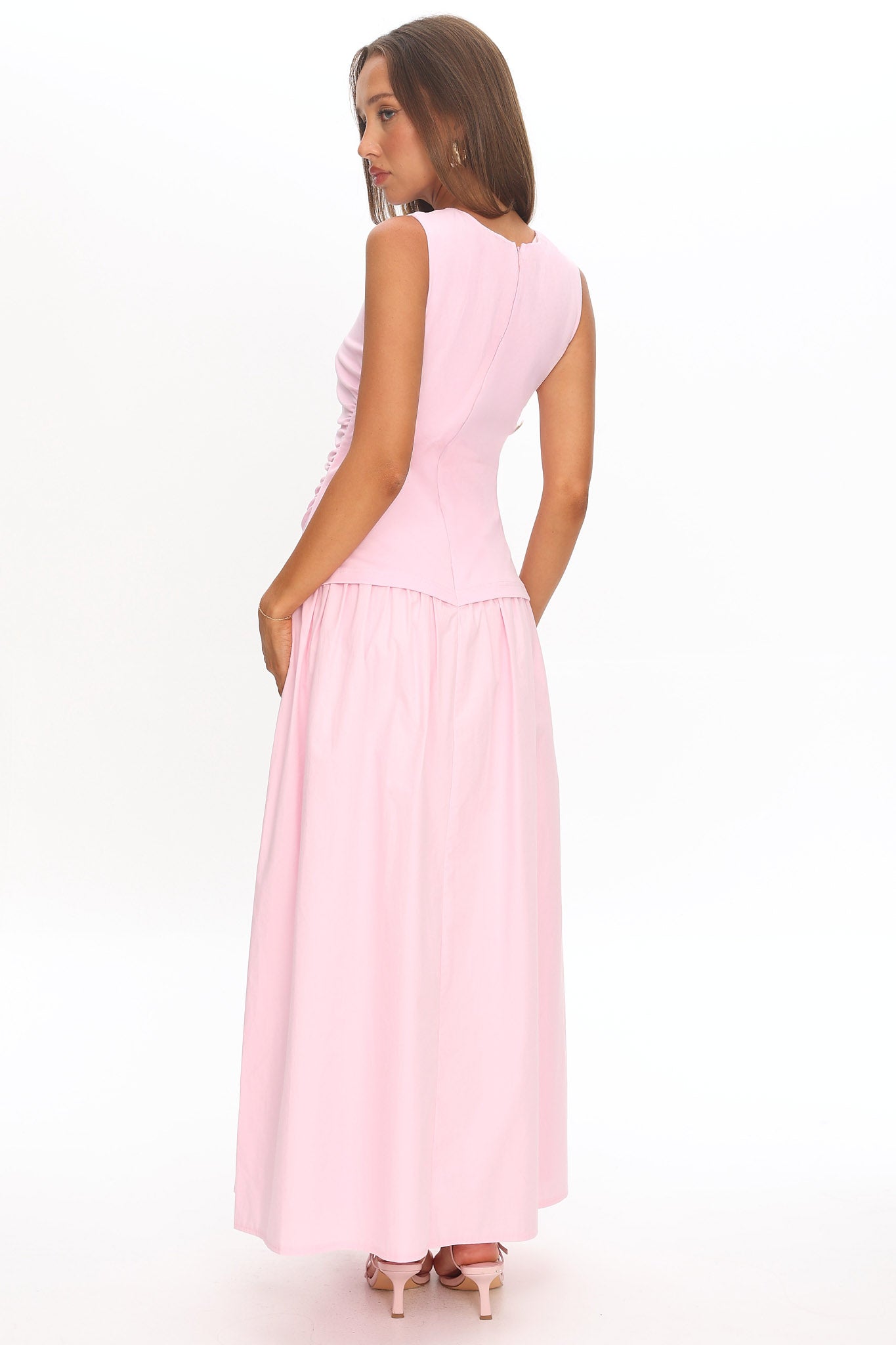Keeeva Boatneck Maxi Dress Pink-Maymioy