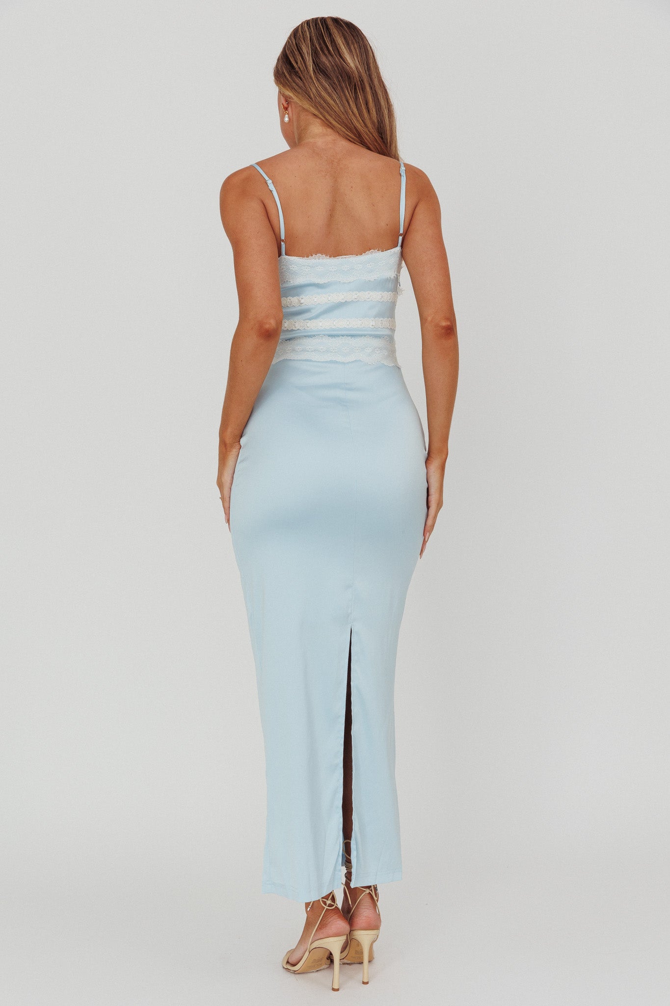 Kellan Lace Trim Maxi Dress Blue-Maymioy