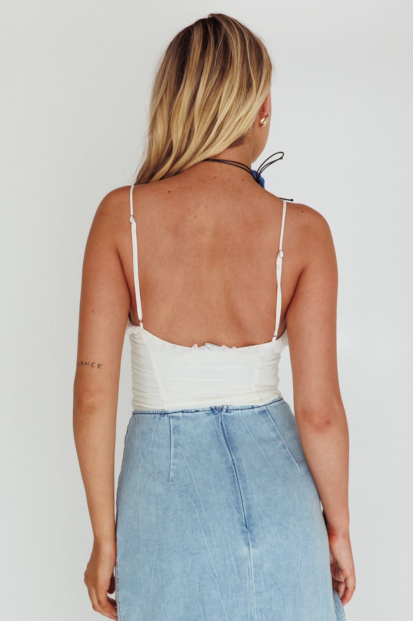 Orli Ruched Bodysuit White-Maymioy