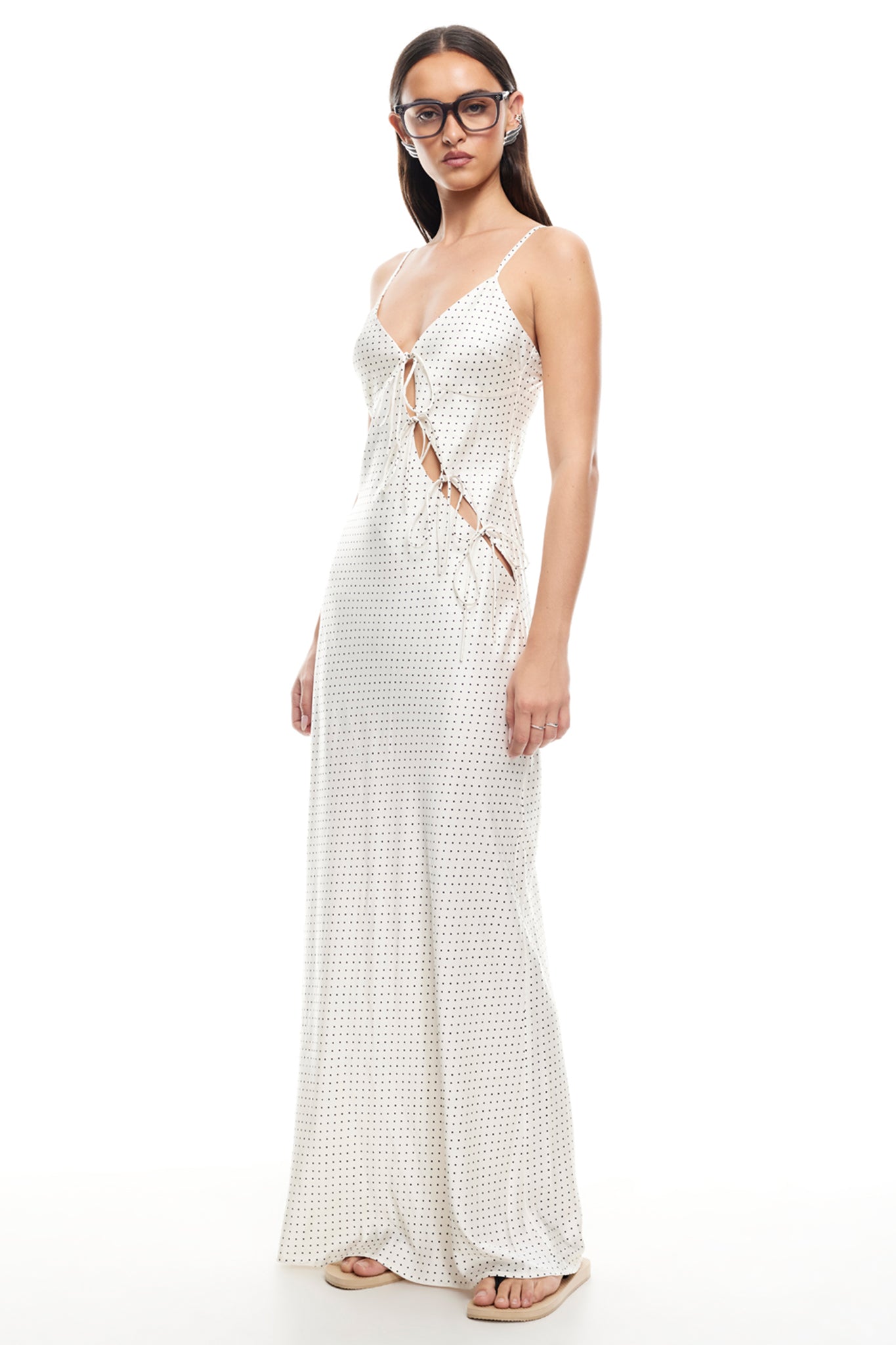 LIONESS About A Girl Maxi Dress Porcelain Polka-Maymioy