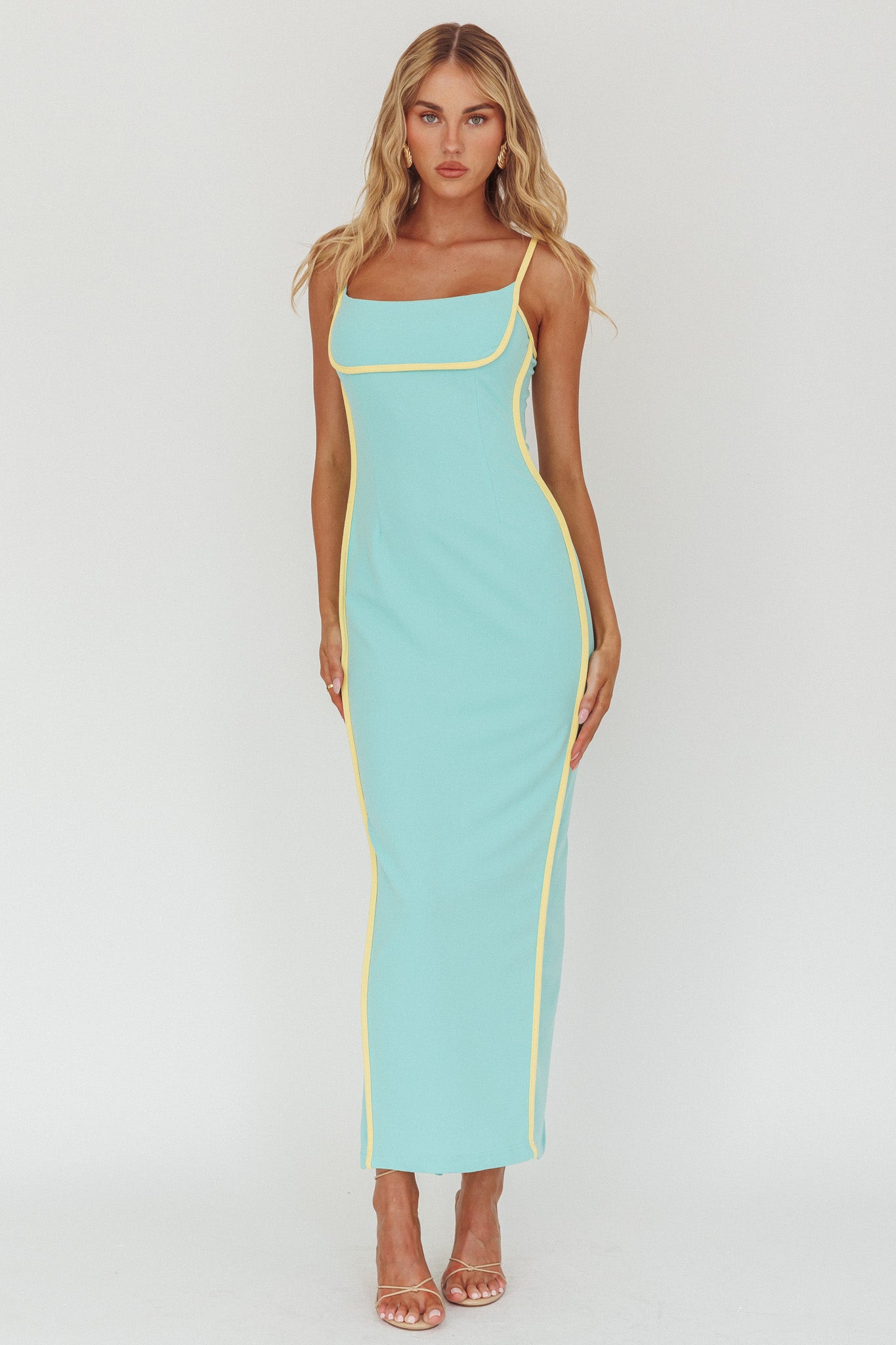 Sunny Coast Piping Trim Maxi Dress Peppermint-Maymioy