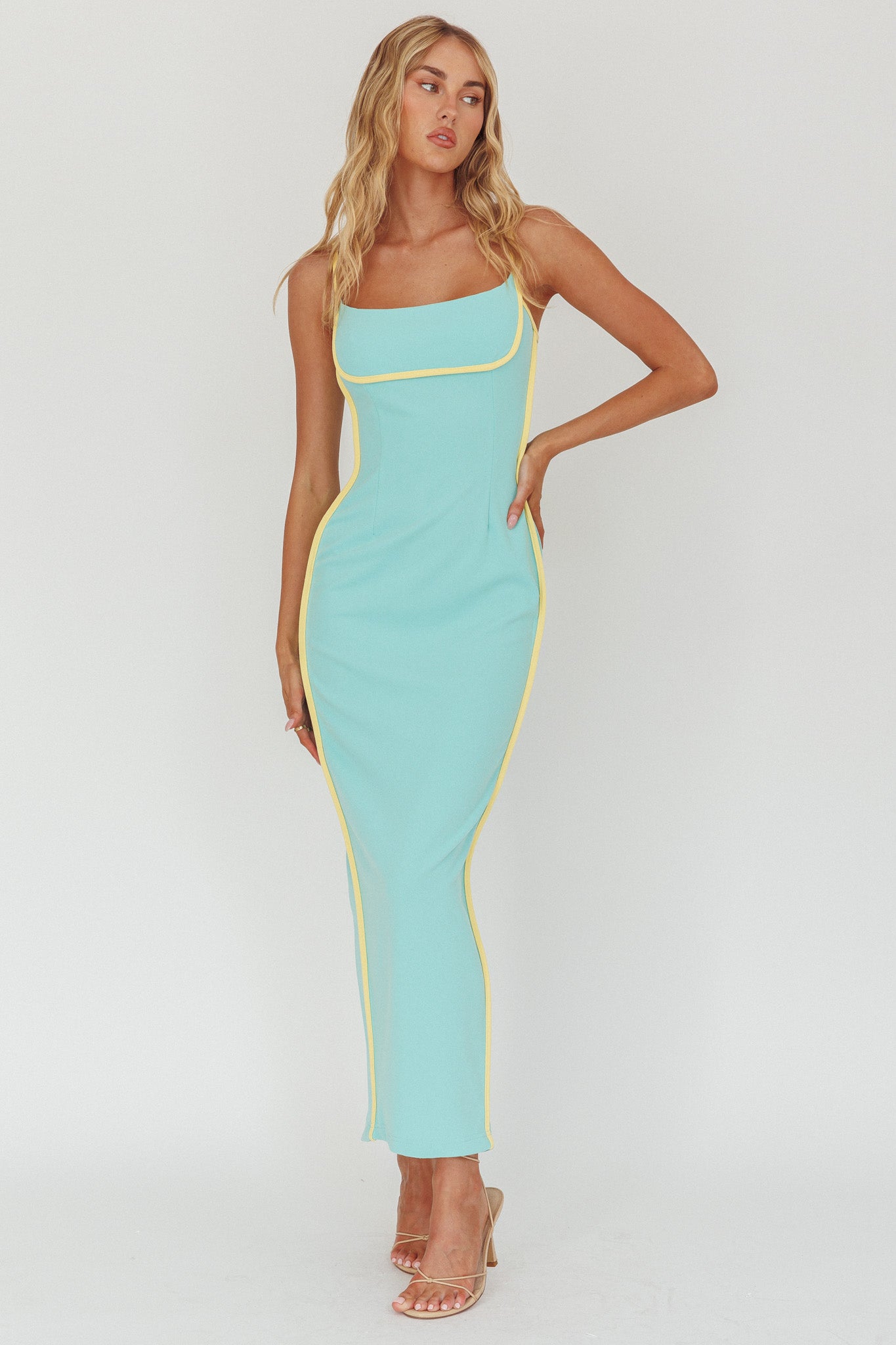 Sunny Coast Piping Trim Maxi Dress Peppermint-Maymioy