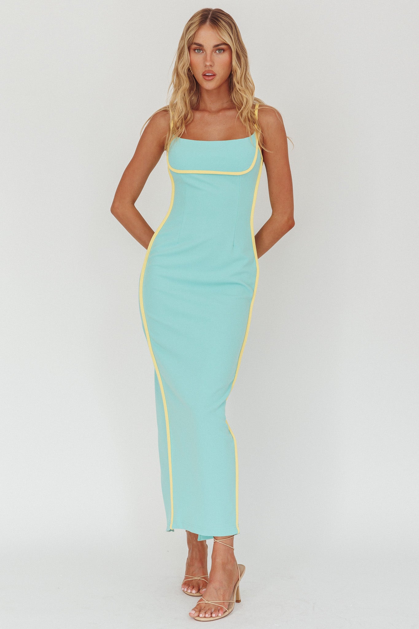 Sunny Coast Piping Trim Maxi Dress Peppermint-Maymioy