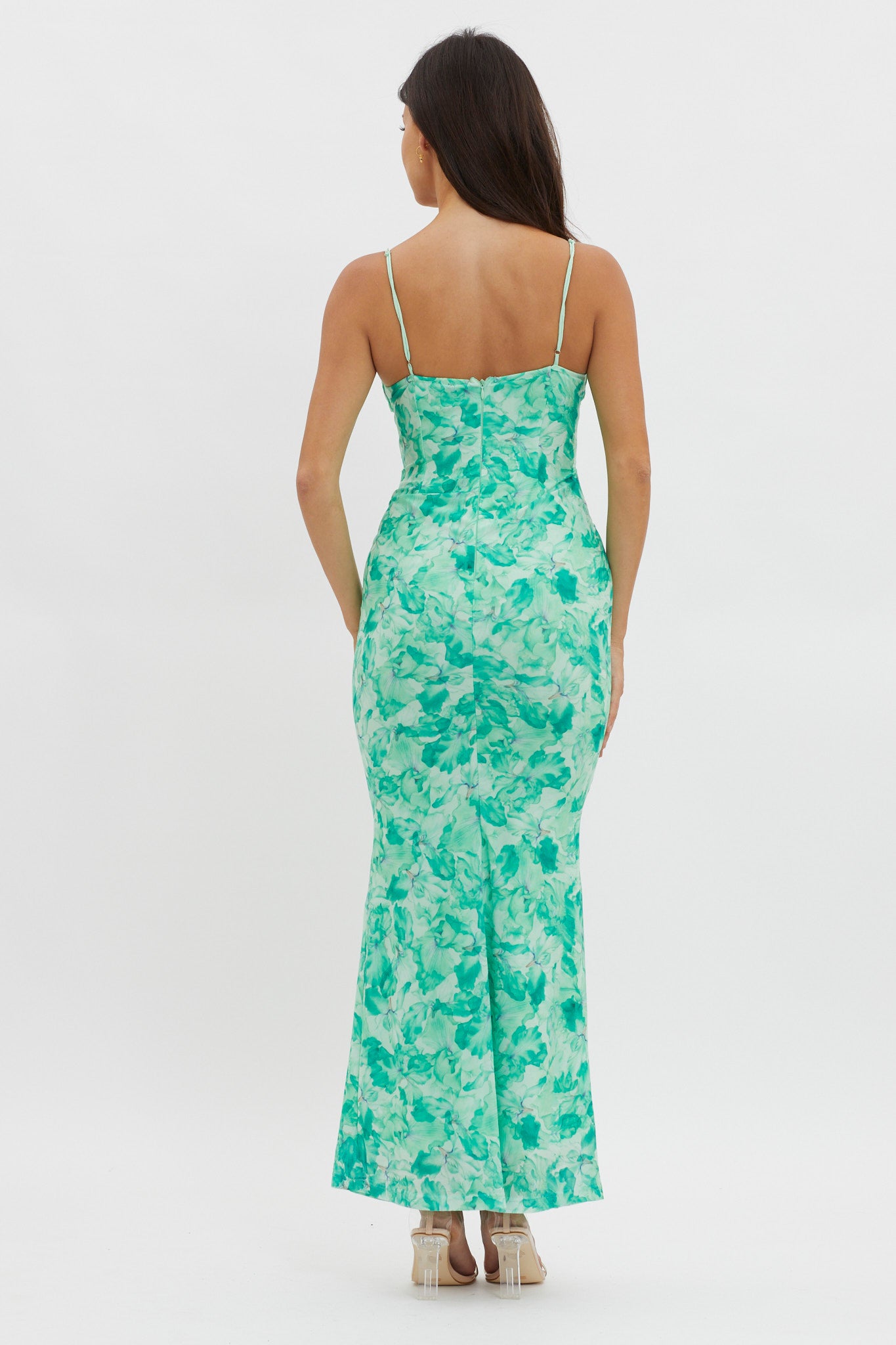 Teava Laced Waist Maxi Dress Orchid Green-Maymioy
