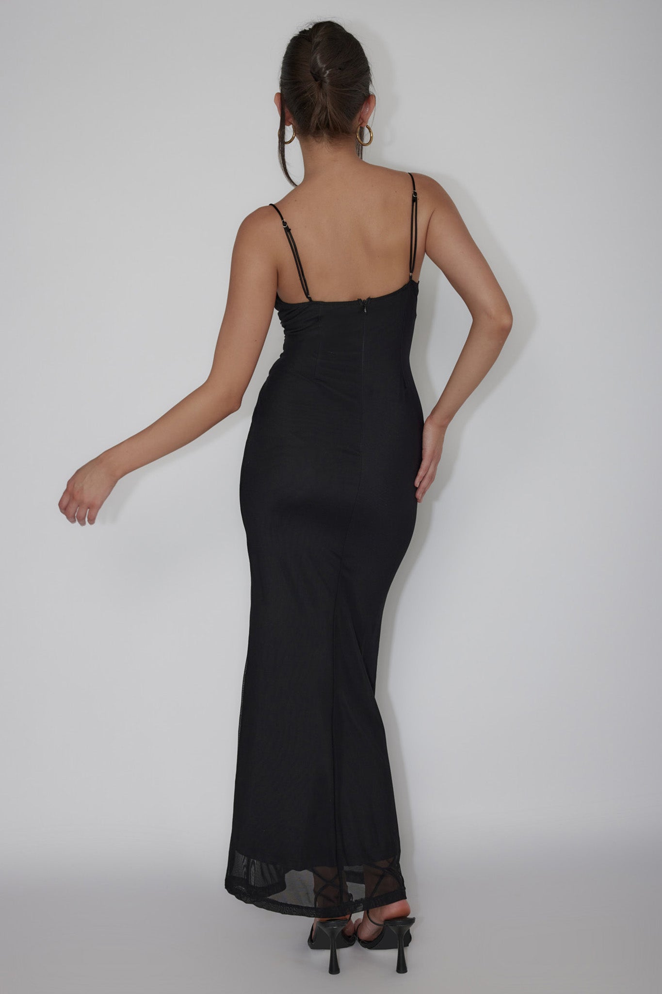 Teava Laced Waist Maxi Dress Black-Maymioy