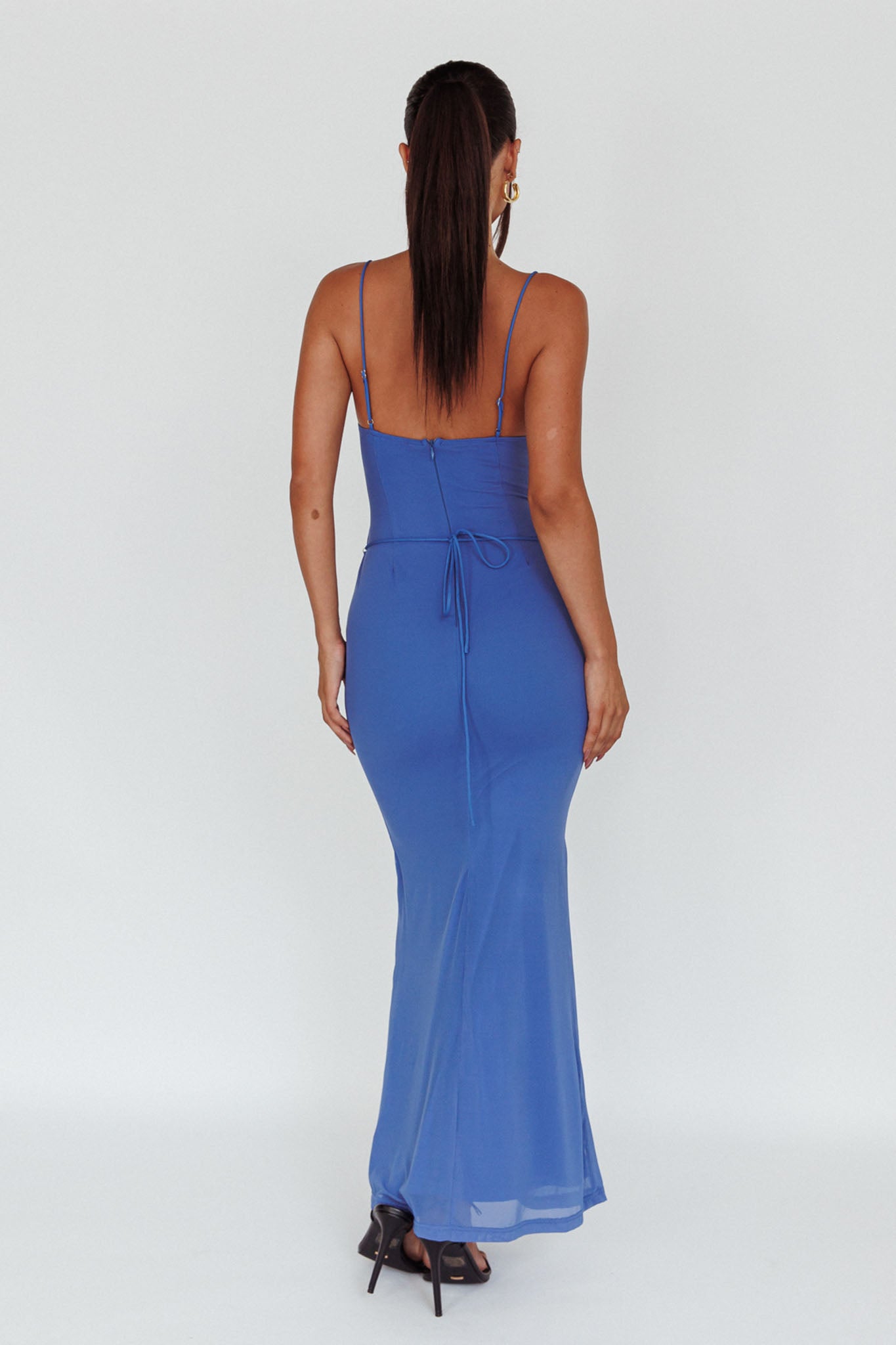 Teava Laced Waist Maxi Dress Blue-Maymioy
