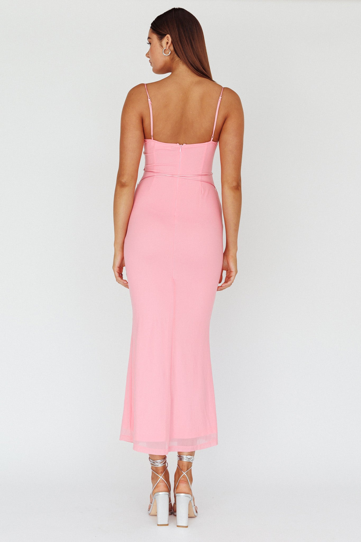 Teava Laced Waist Maxi Dress Blush-Maymioy