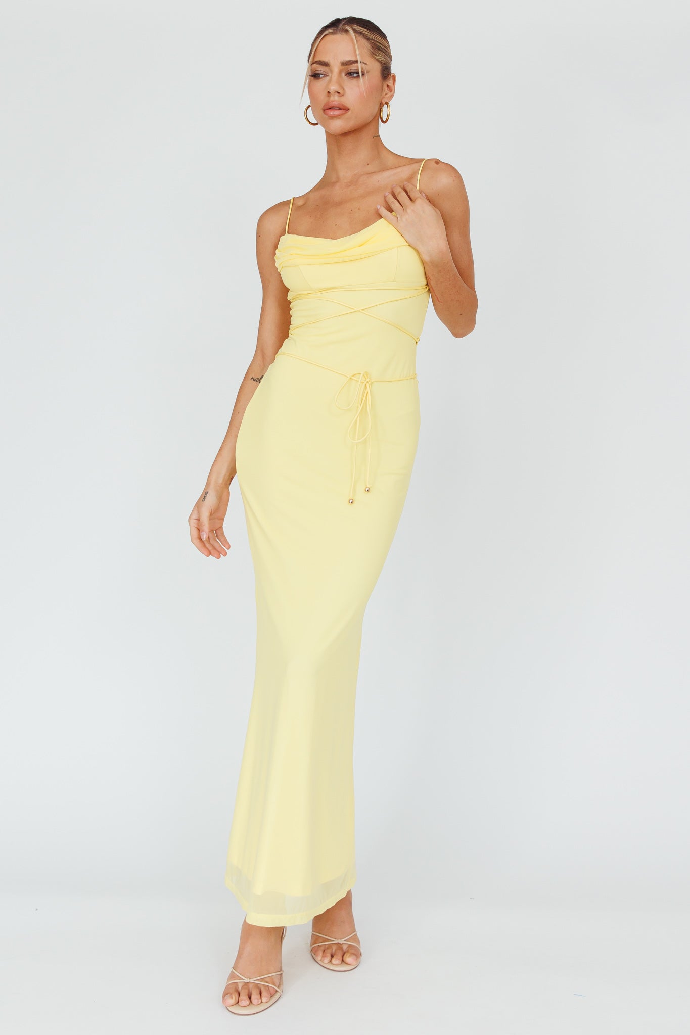 Teava Laced Waist Maxi Dress Butter-Maymioy