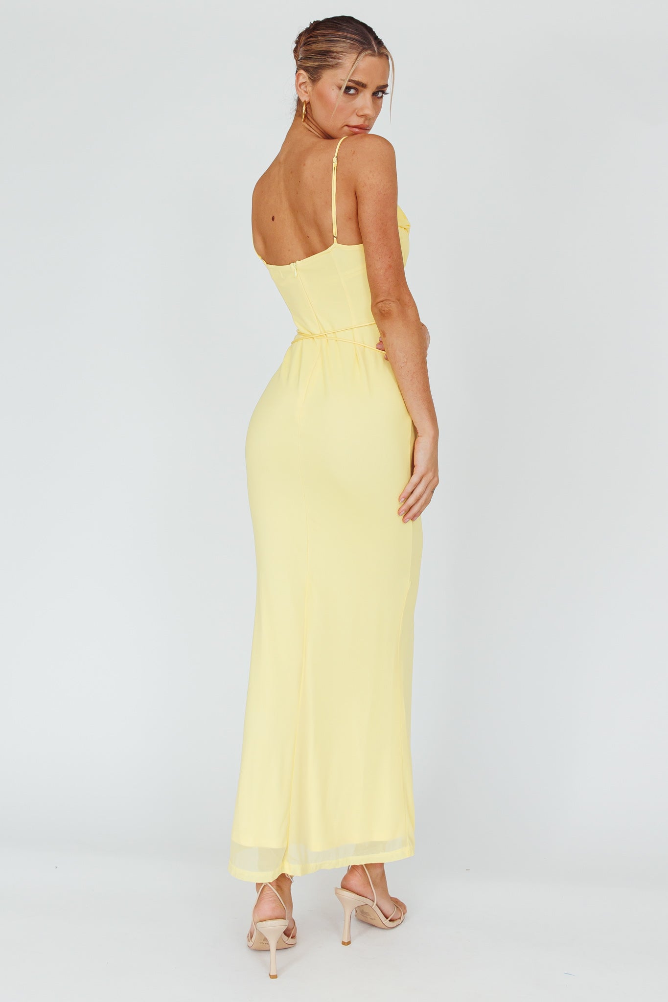 Teava Laced Waist Maxi Dress Butter-Maymioy