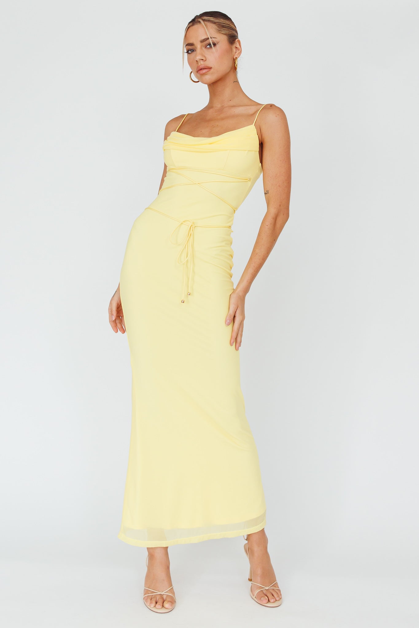 Teava Laced Waist Maxi Dress Butter-Maymioy