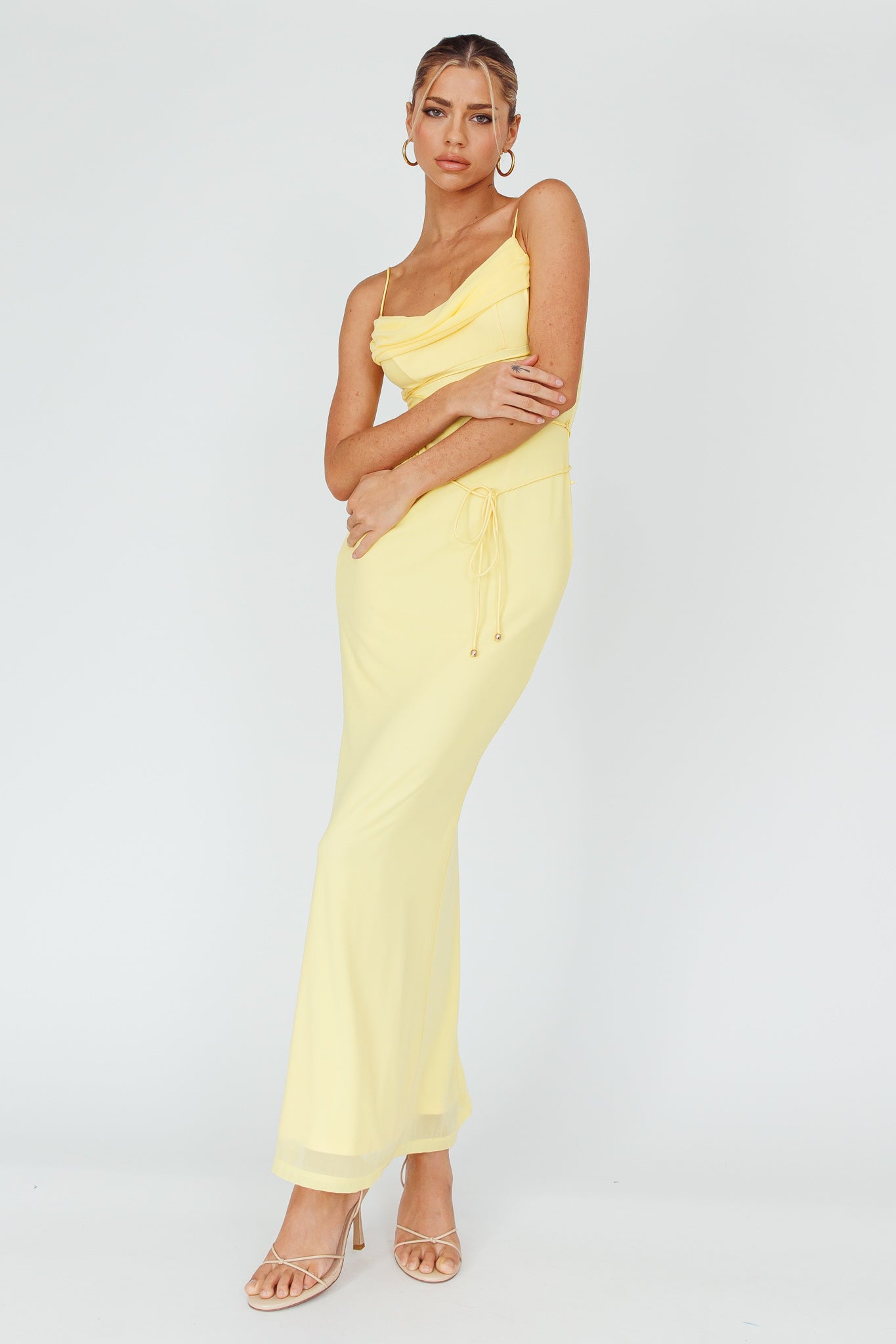 Teava Laced Waist Maxi Dress Butter-Maymioy