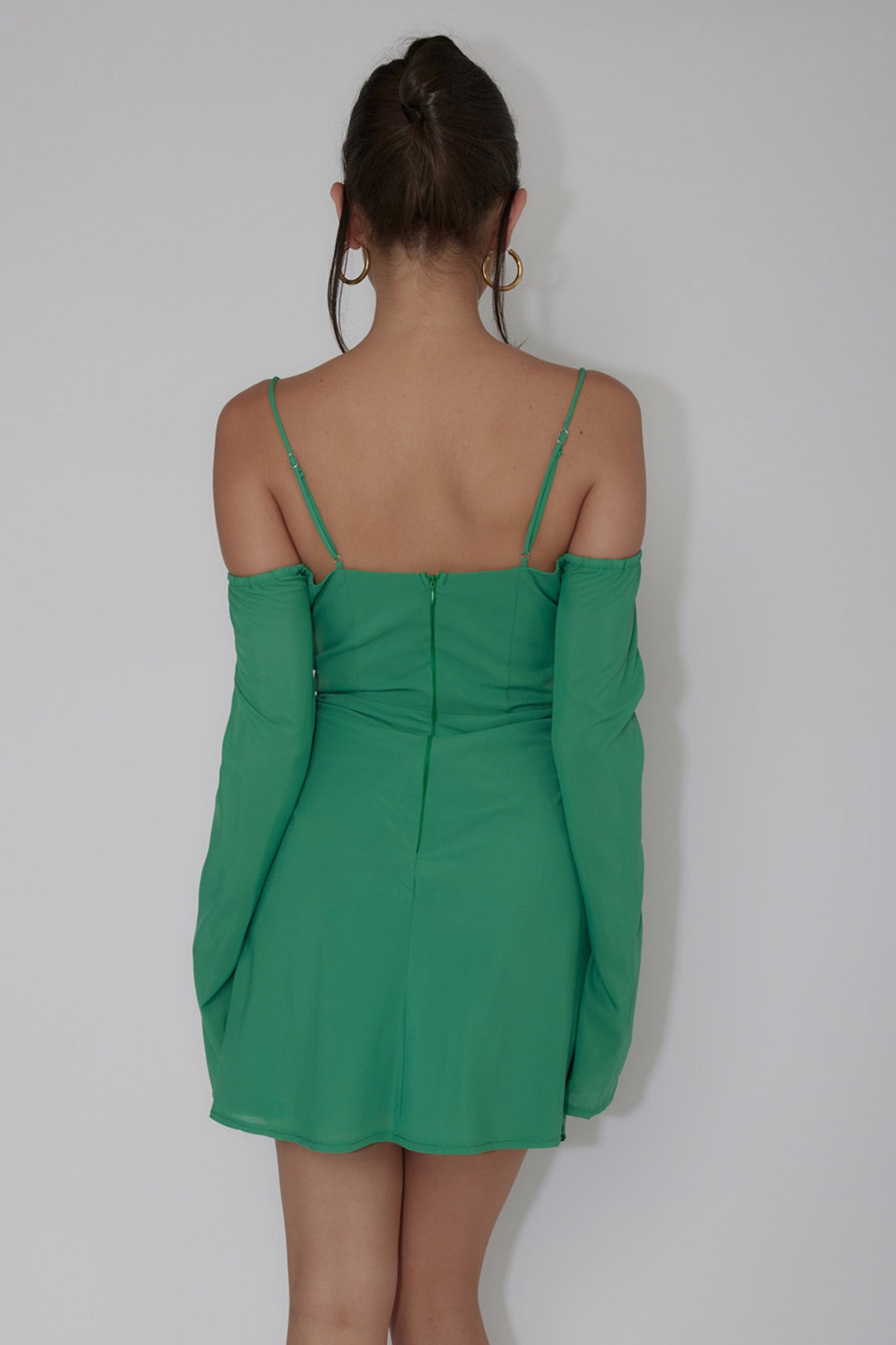 Teava Off-Shoulder Sleeve Laced Mini Dress Jade-Maymioy