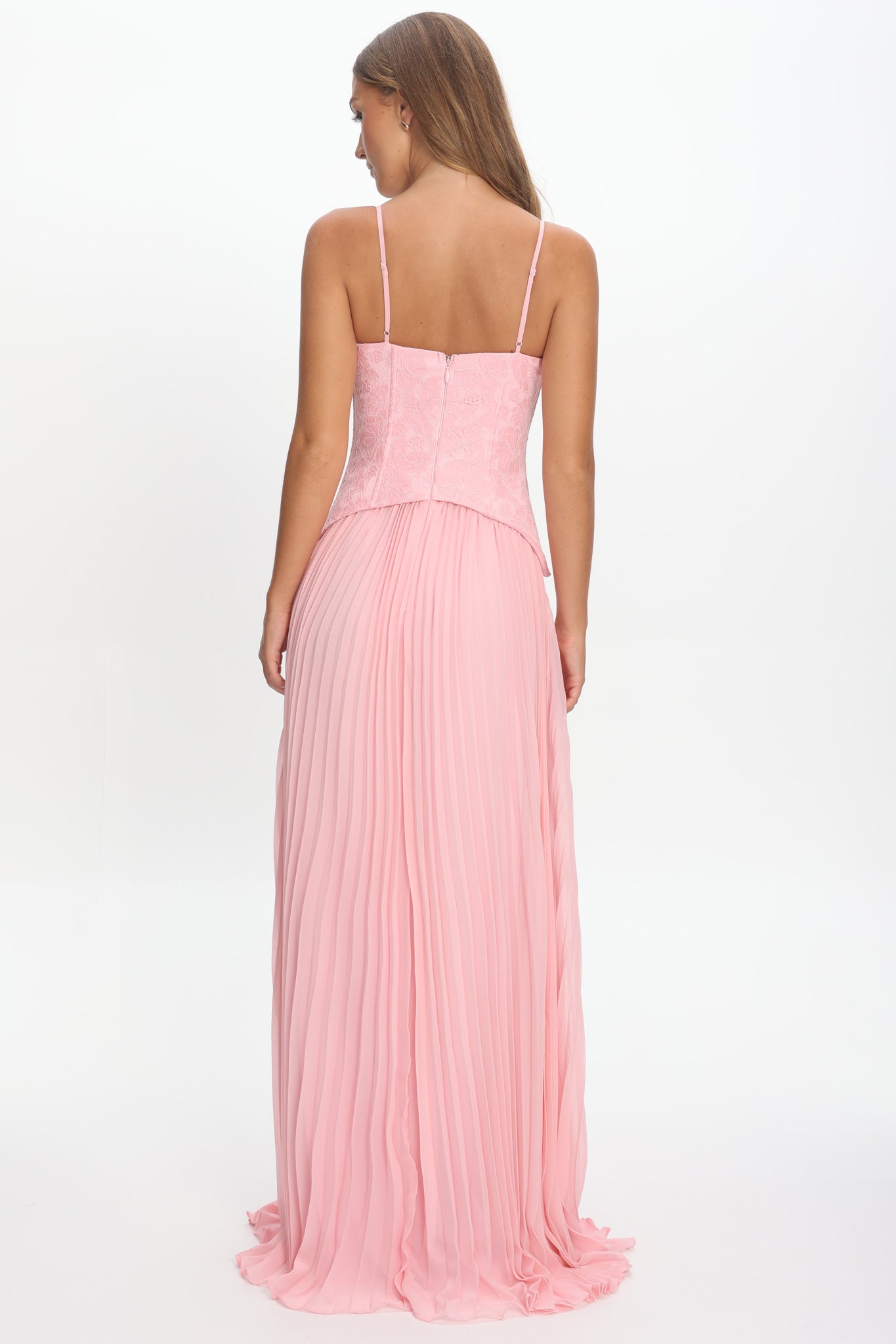 Cambridge Accordion Pleat Corset Dress Pink-Maymioy