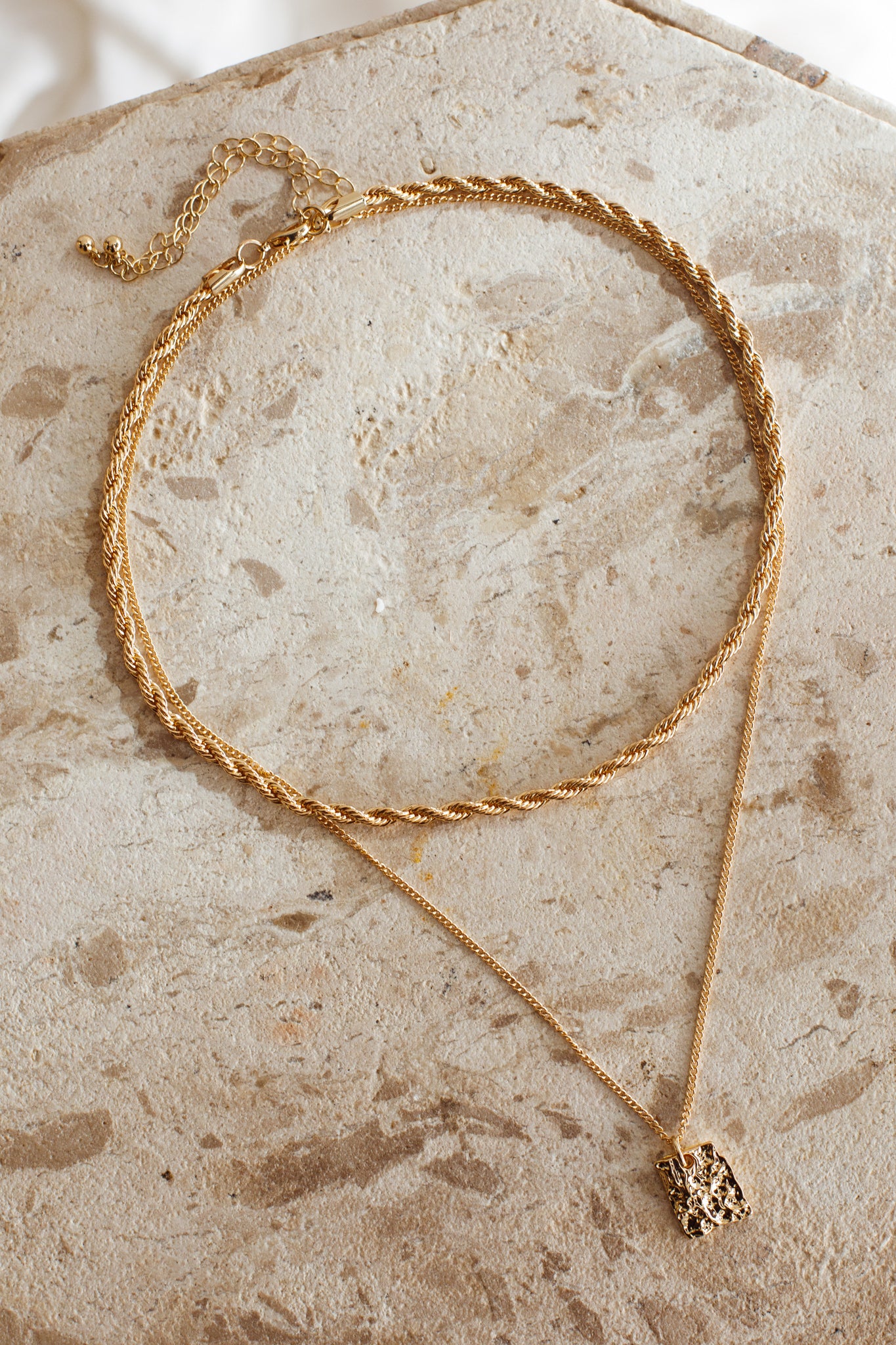 Hamptons Pendant Rope Necklace Set Gold-Maymioy