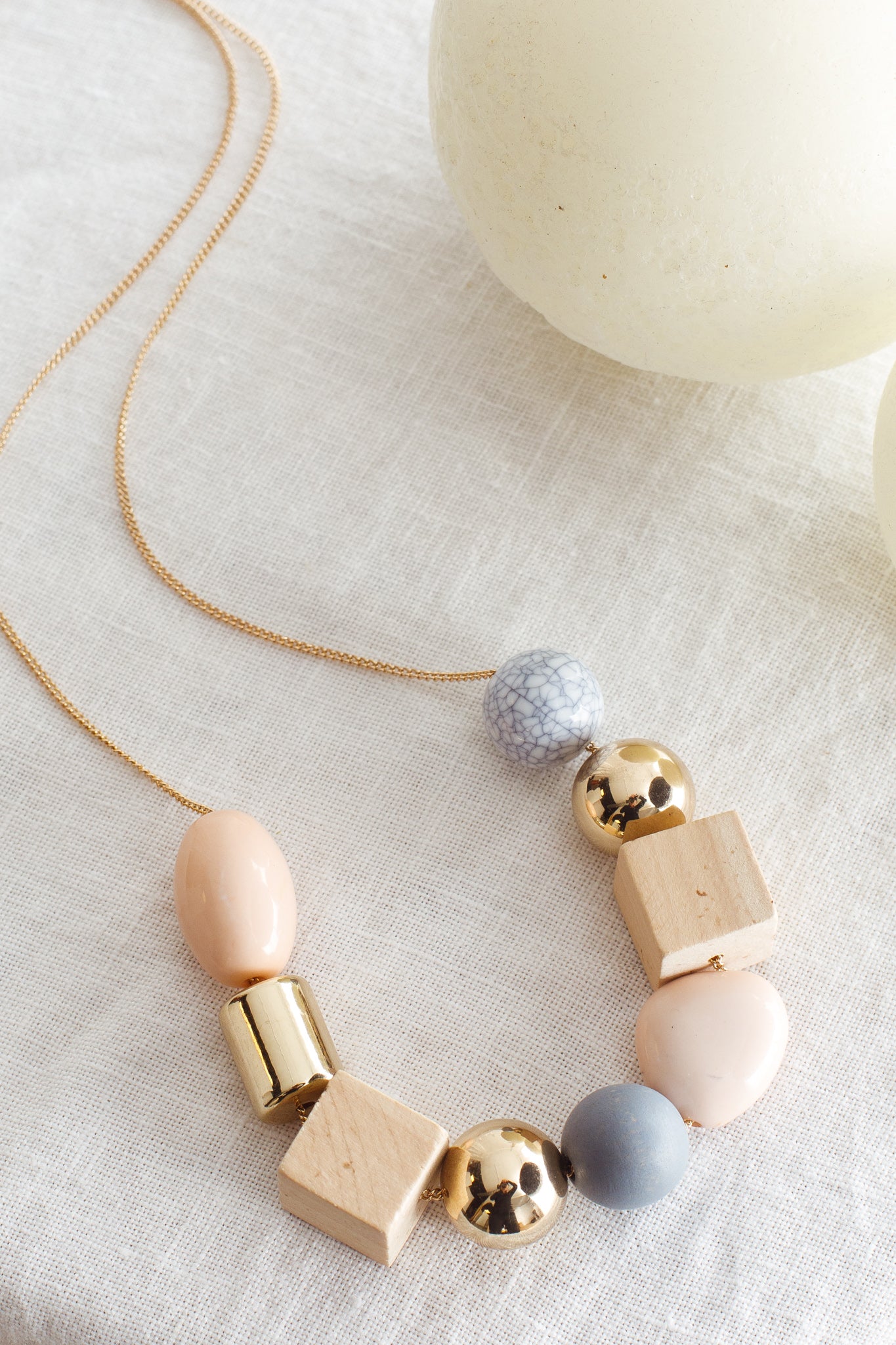 Imogen Mix Bead Necklace Pink-Maymioy