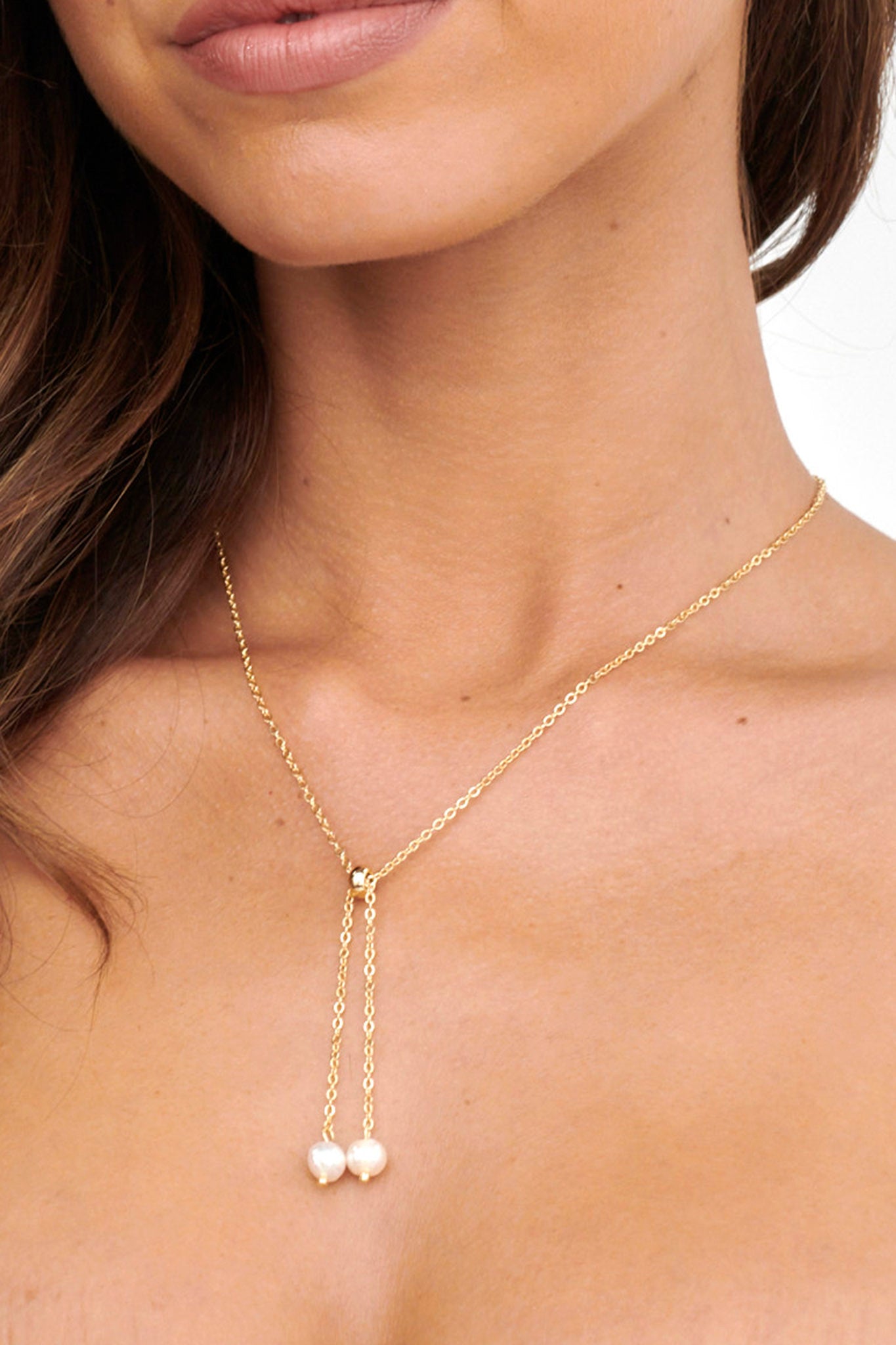 Esme Pearl Drop Necklace Gold-Maymioy