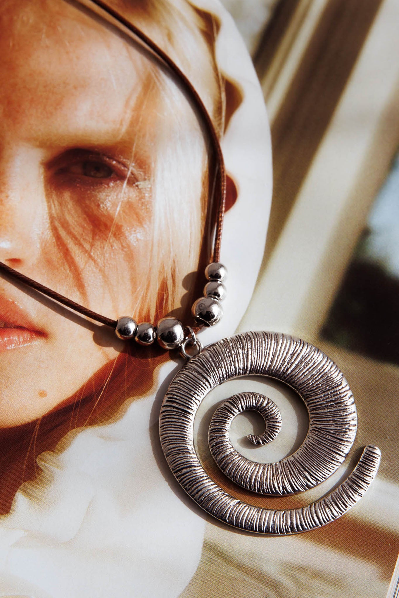 Coolum Swirl Pendant Necklace Silver-Maymioy