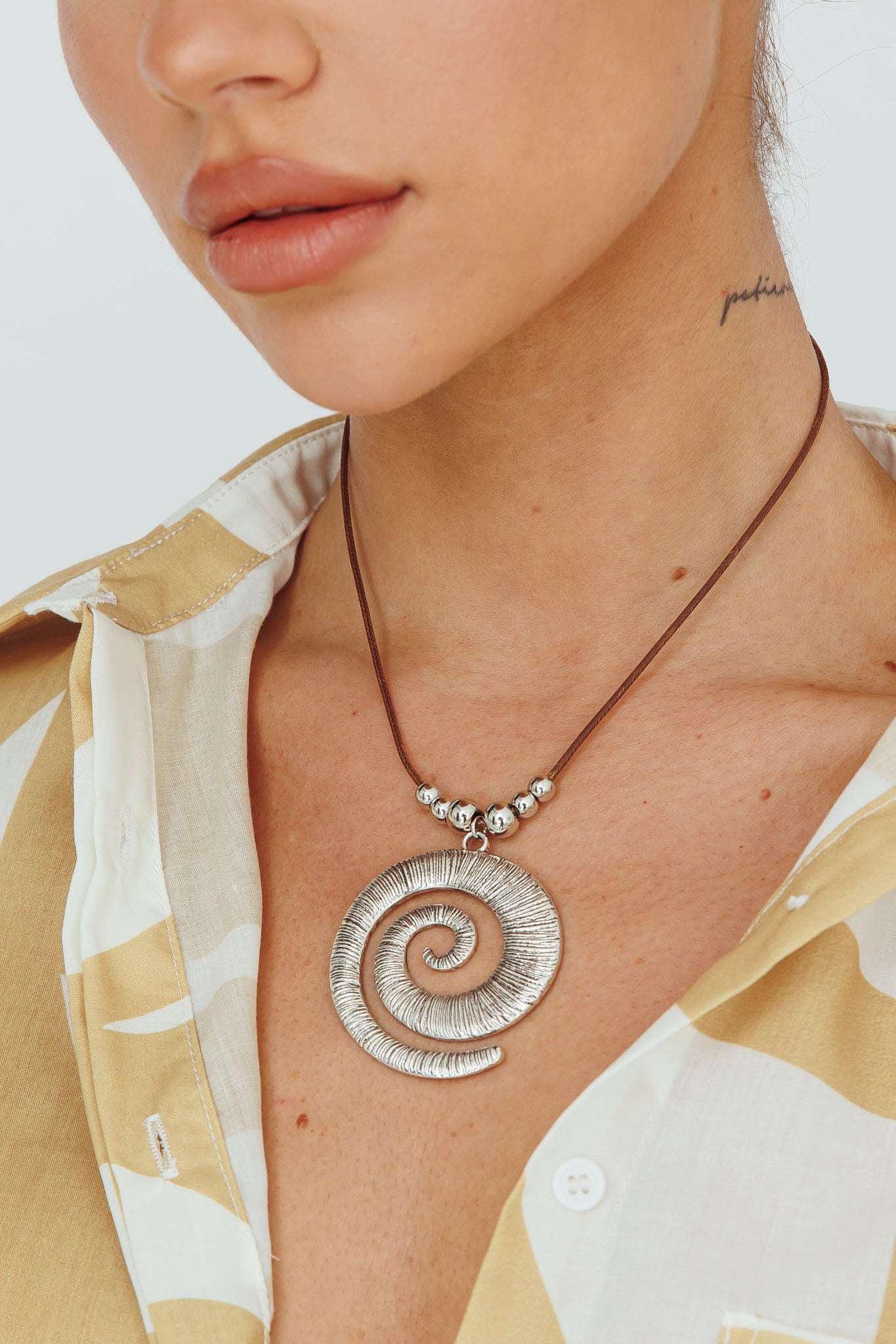 Coolum Swirl Pendant Necklace Silver-Maymioy