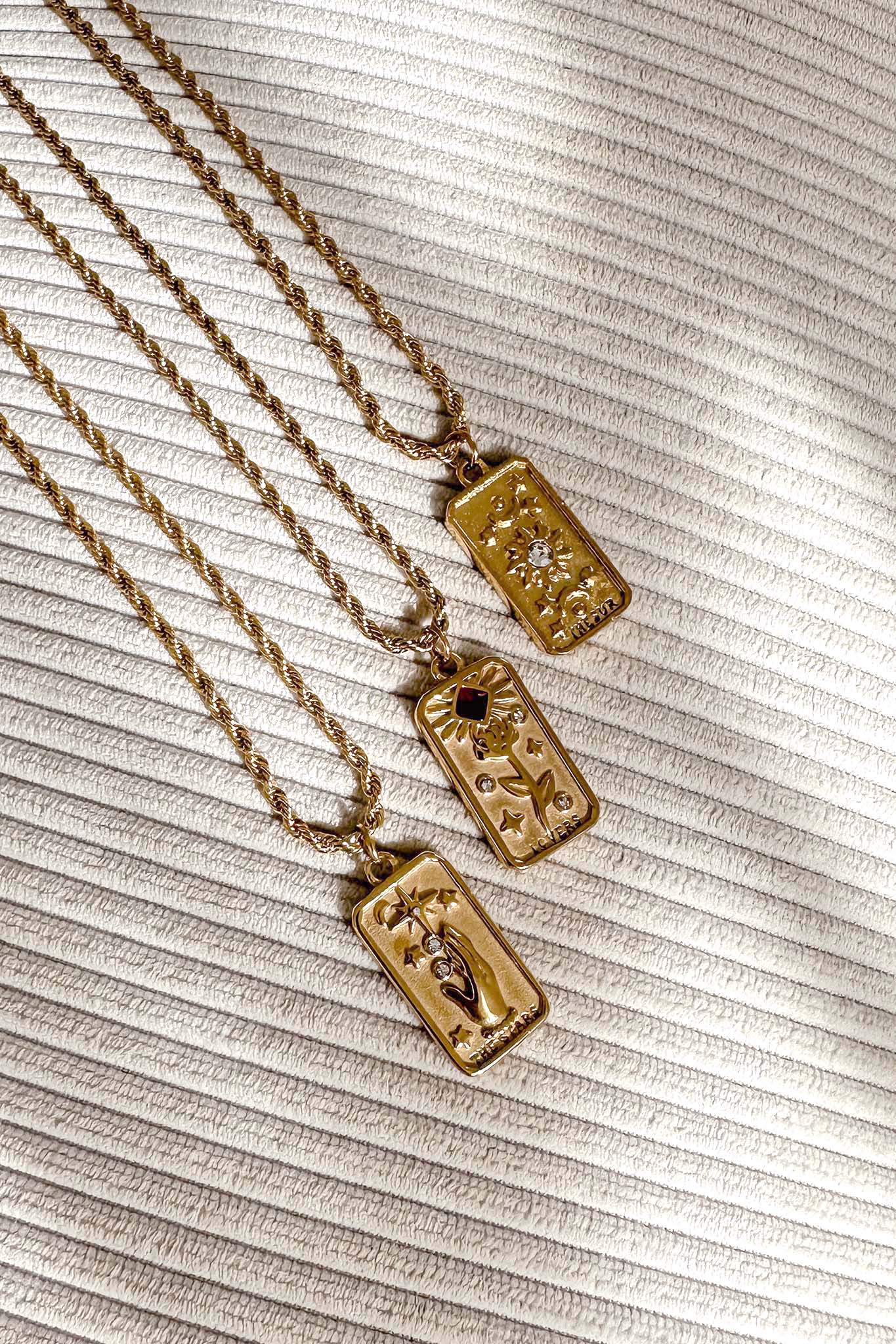 The Stars Rhinestone Pendant Necklace Gold-Maymioy