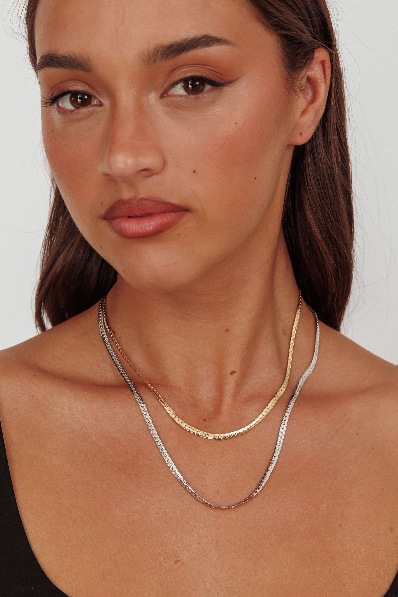 Dannielle Flat Link Chain Set Two-Tone Mixed-Maymioy