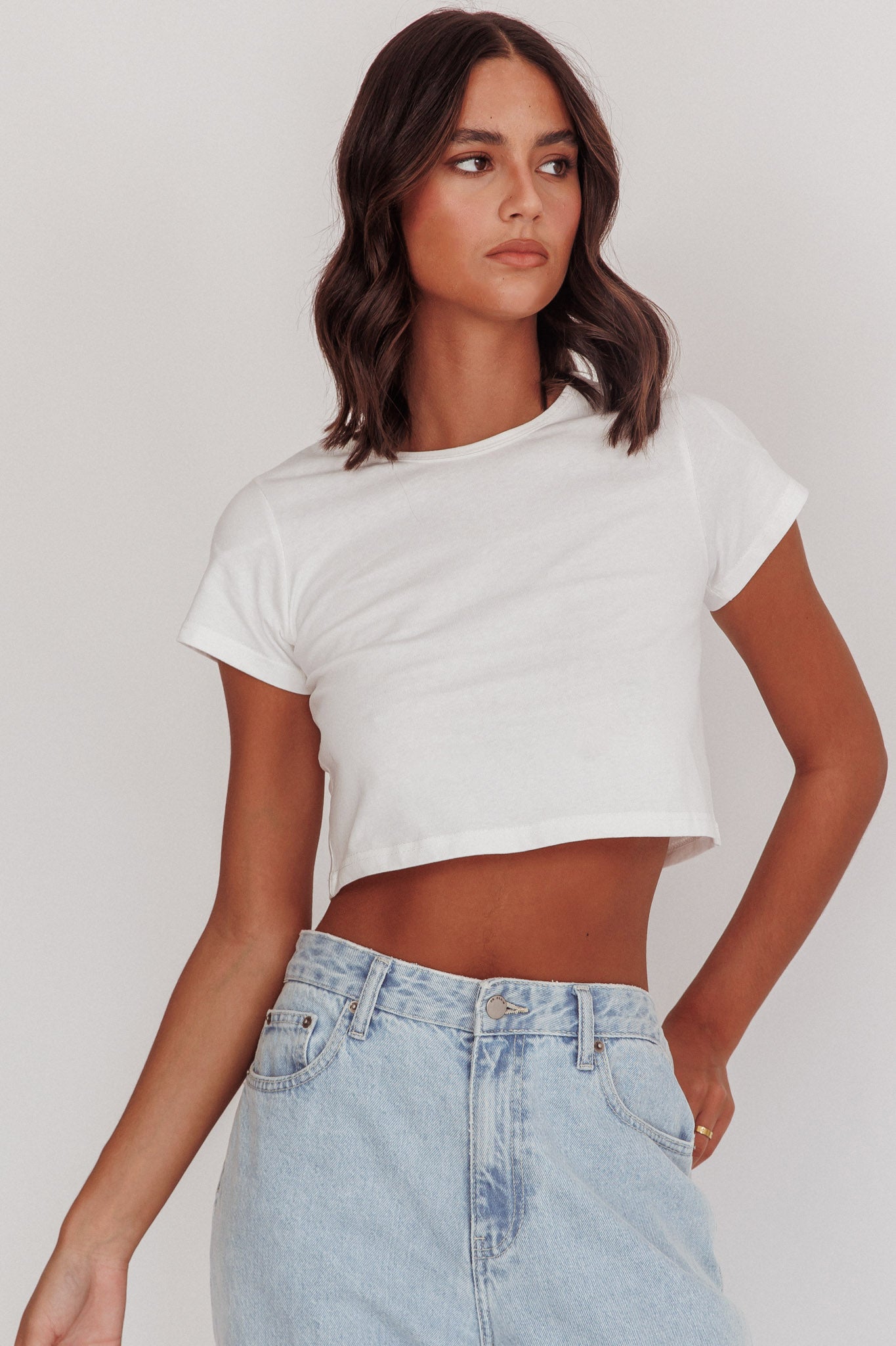 Olly Cropped Baby Tee White-Maymioy