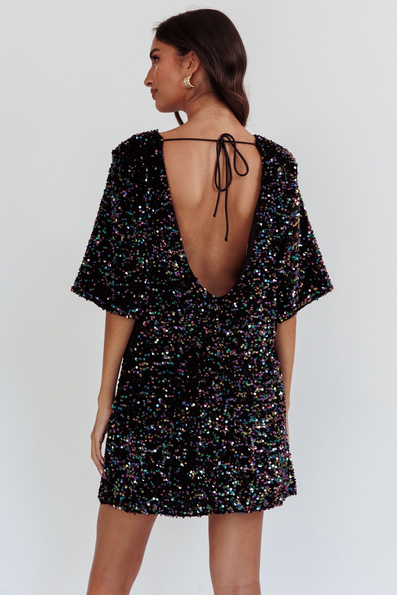 Miramar Backless Sequin Dress Black Multi-Maymioy