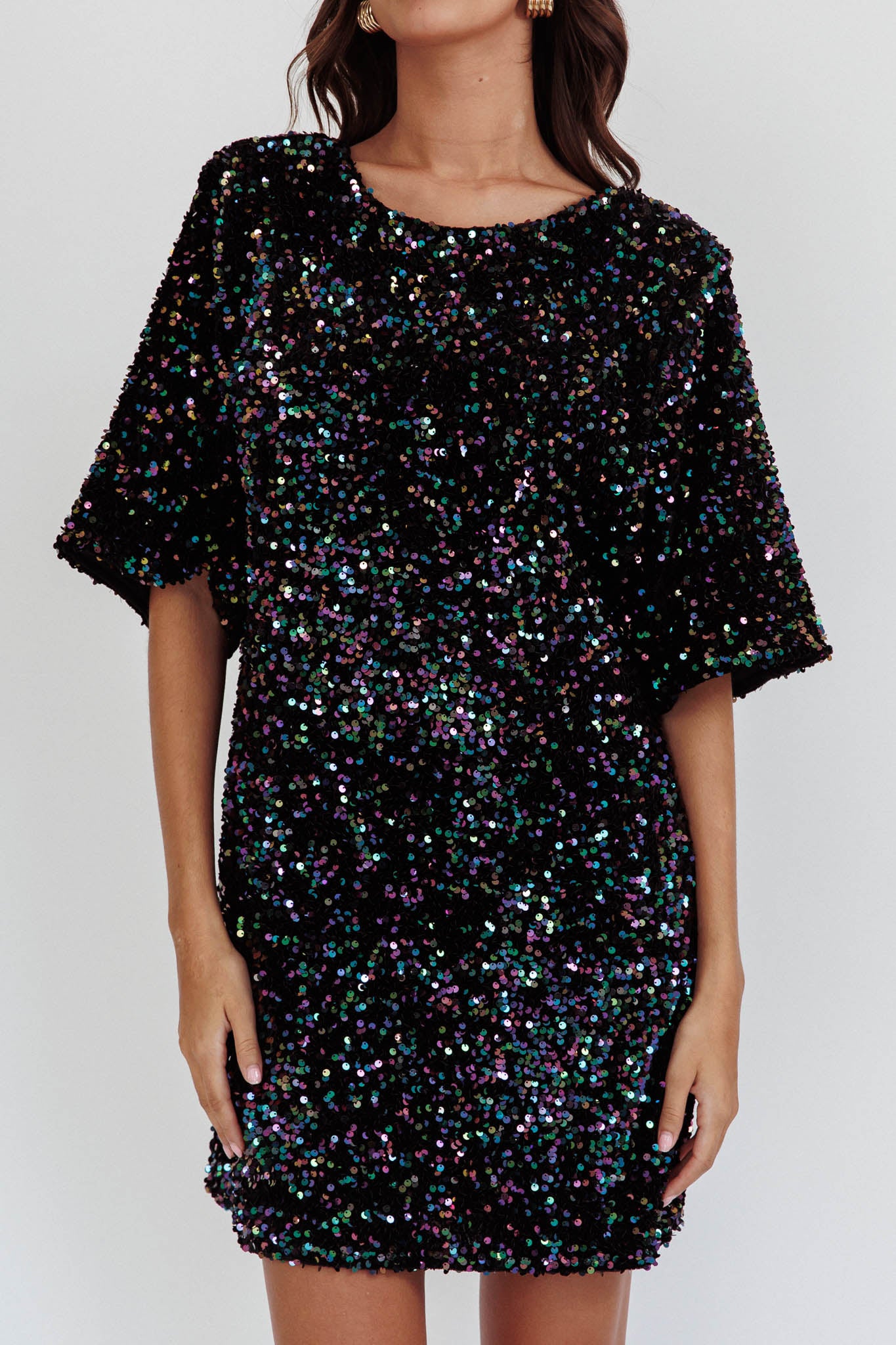 Miramar Backless Sequin Dress Black Multi-Maymioy