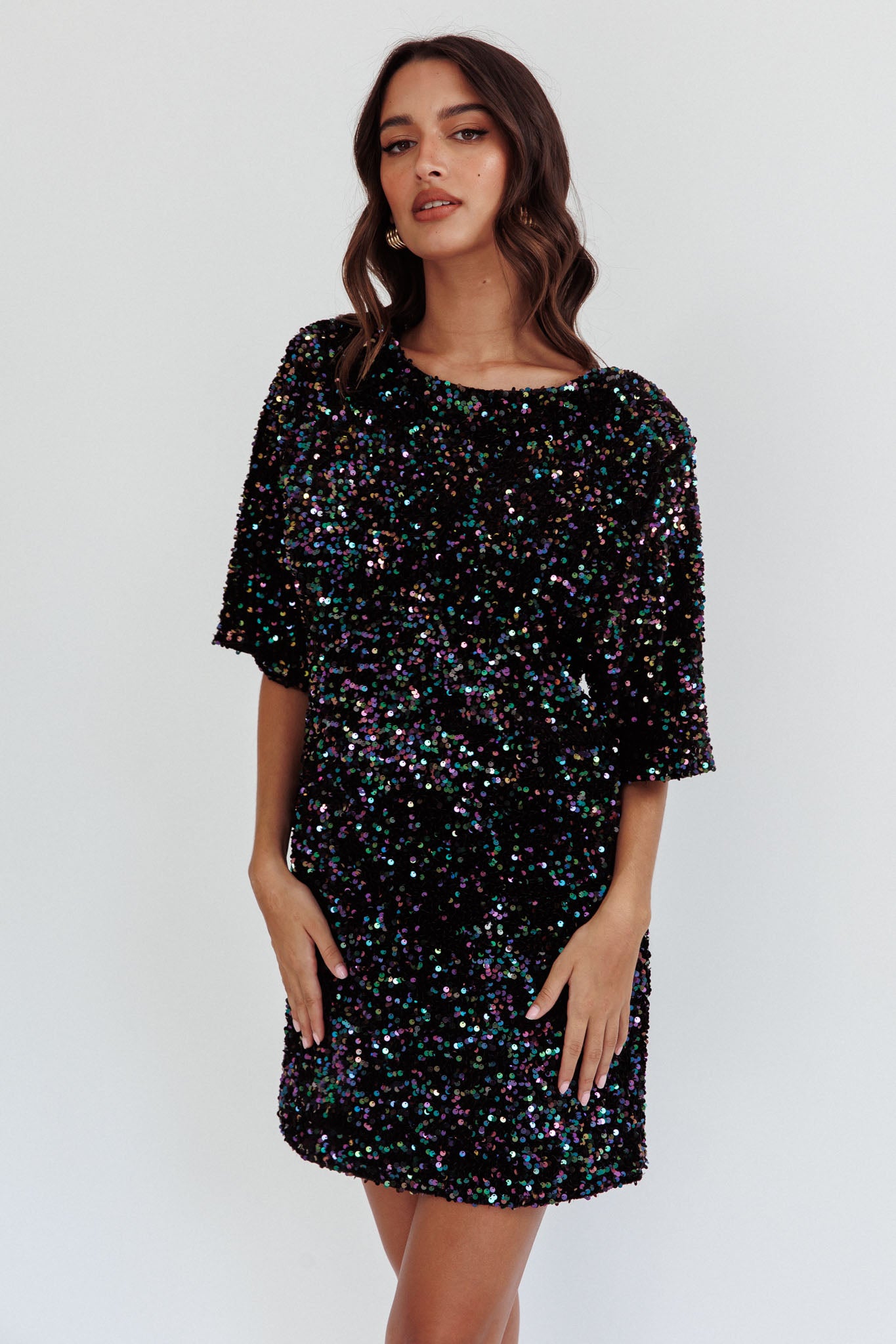 Miramar Backless Sequin Dress Black Multi-Maymioy