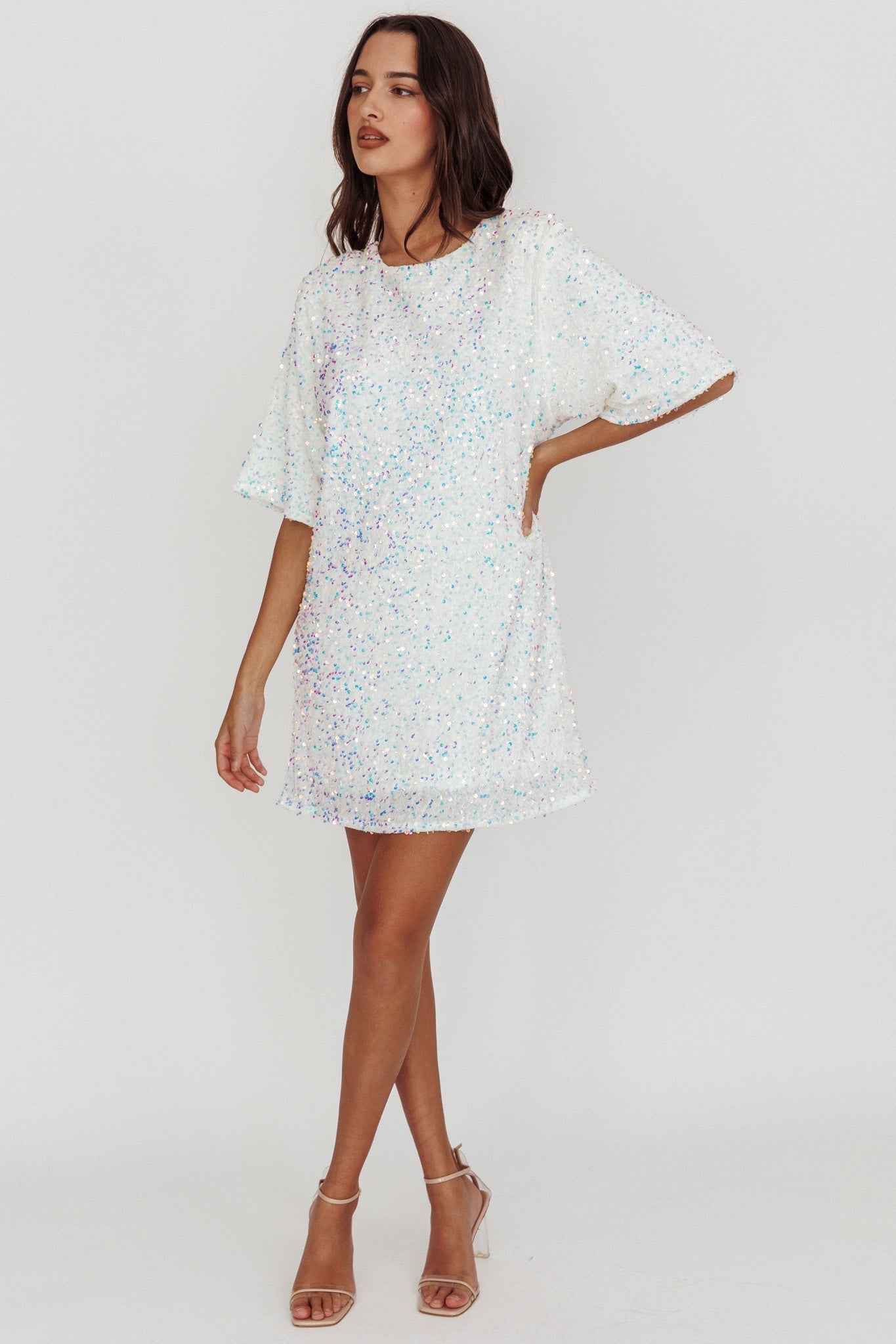 Miramar Backless Sequin Dress White-Maymioy
