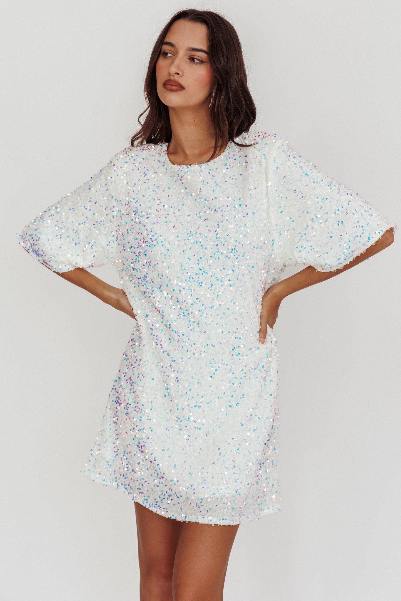 Miramar Backless Sequin Dress White-Maymioy