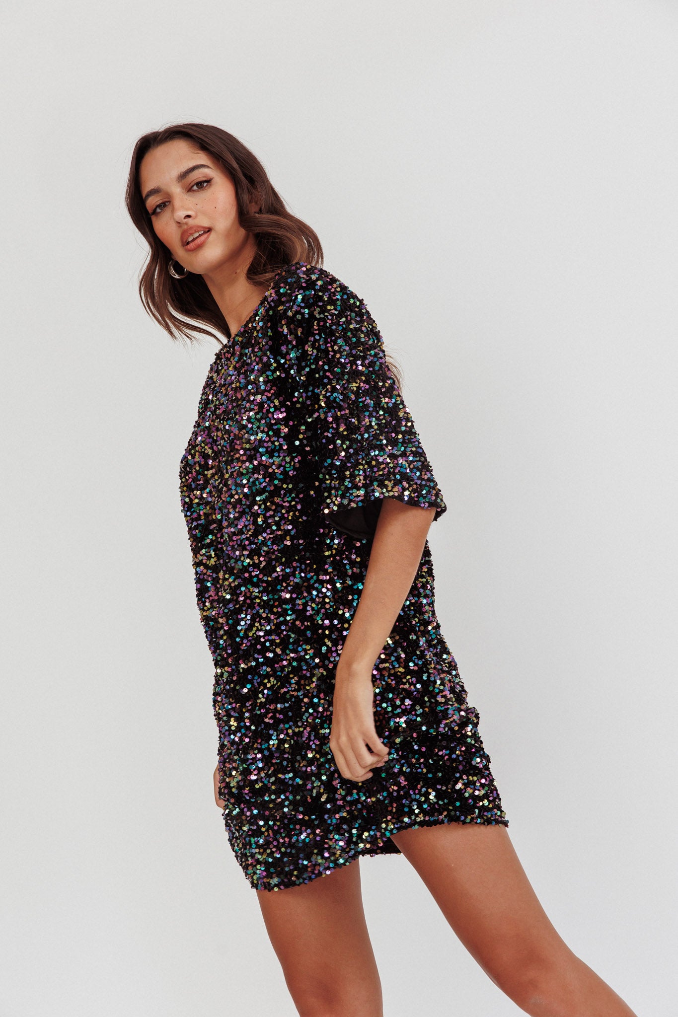 Miramar Backless Sequin Dress Black Multi-Maymioy