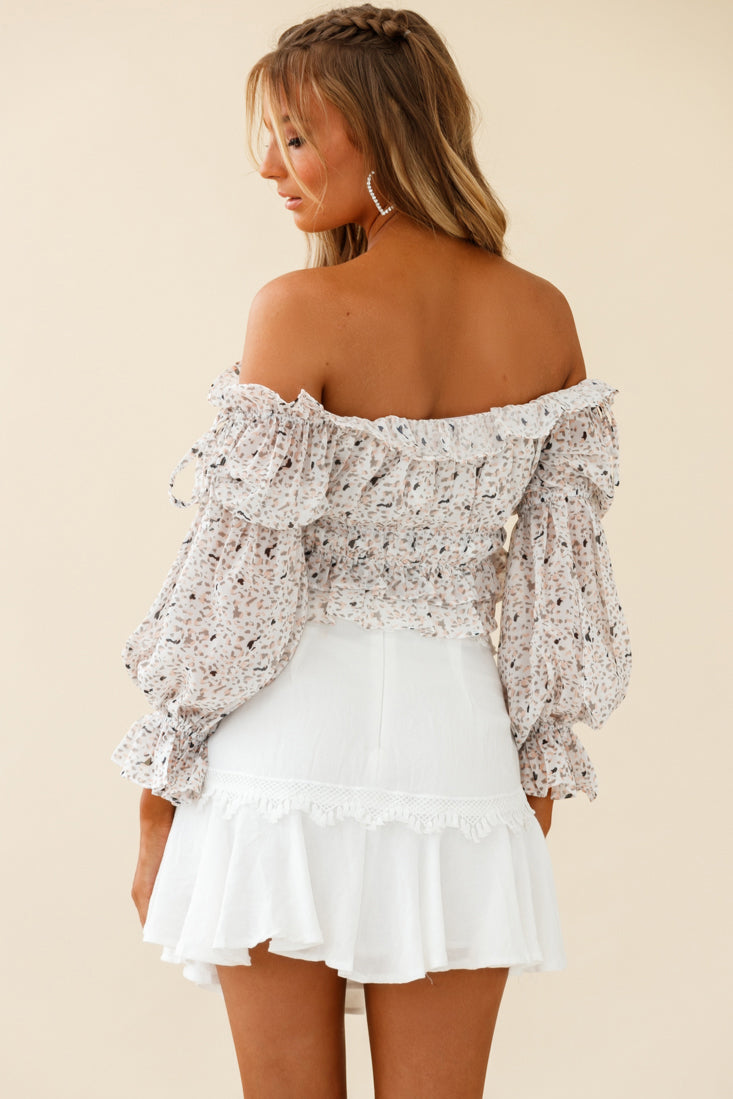 Taryn Bardot Top Animal Print White-Maymioy