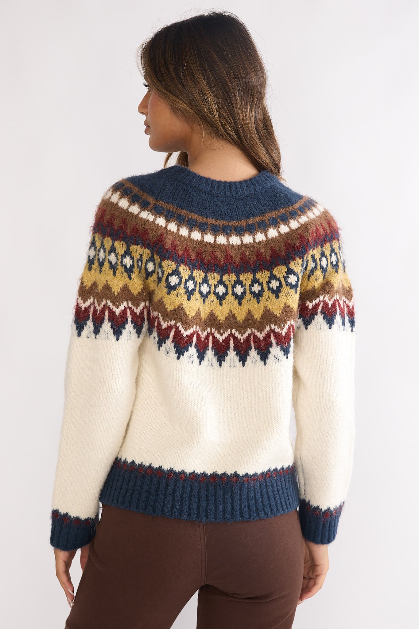 Irelia Long Sleeve Knit Top Ivory Multi-Maymioy