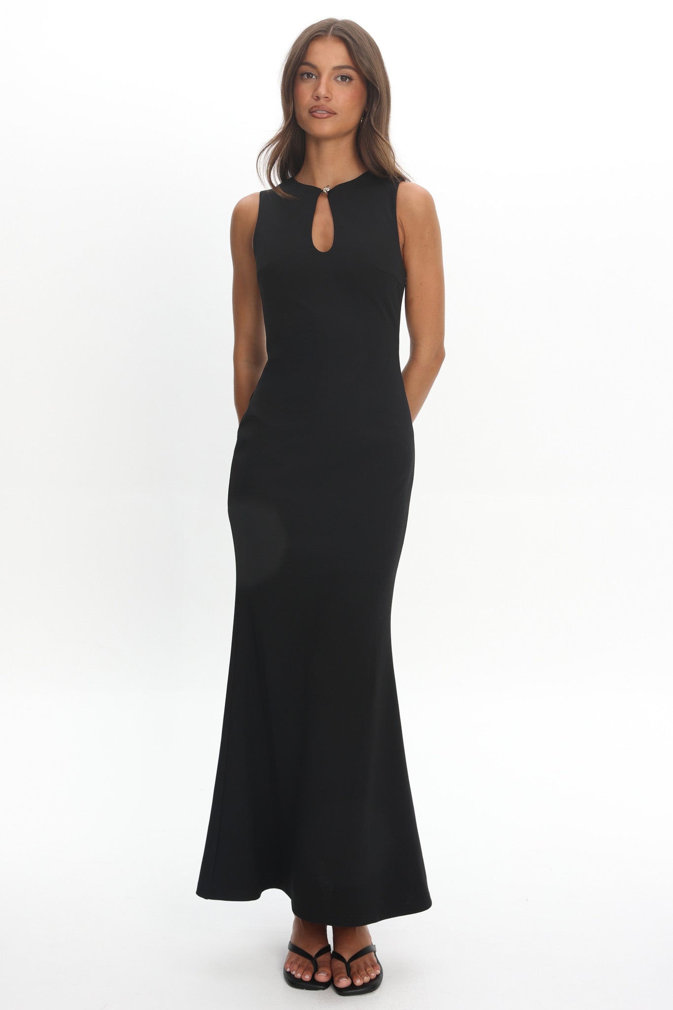 Capucine Key Hole Bust Maxi Dress Black-Maymioy