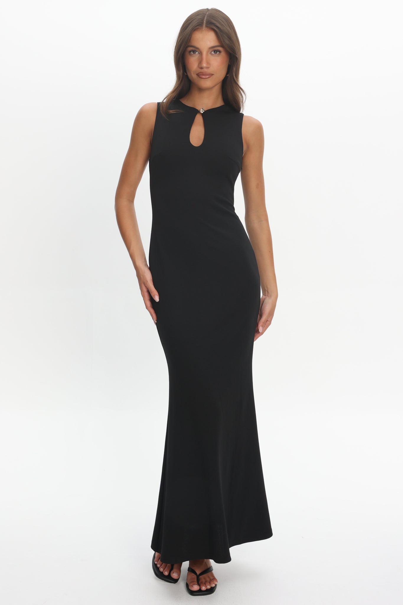 Capucine Key Hole Bust Maxi Dress Black-Maymioy