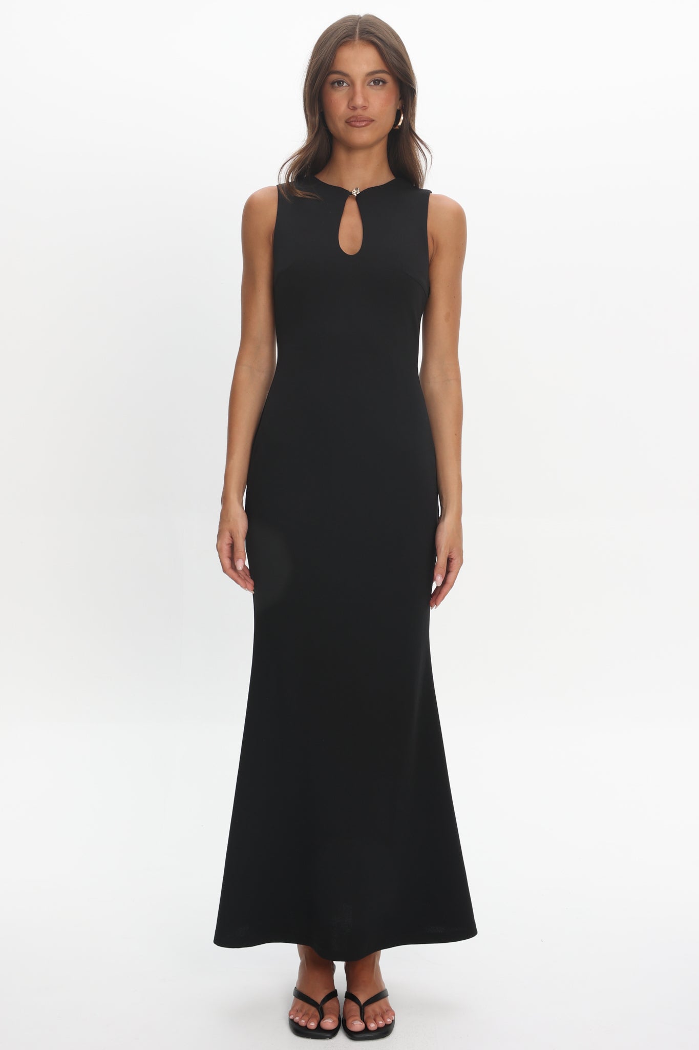 Capucine Key Hole Bust Maxi Dress Black-Maymioy