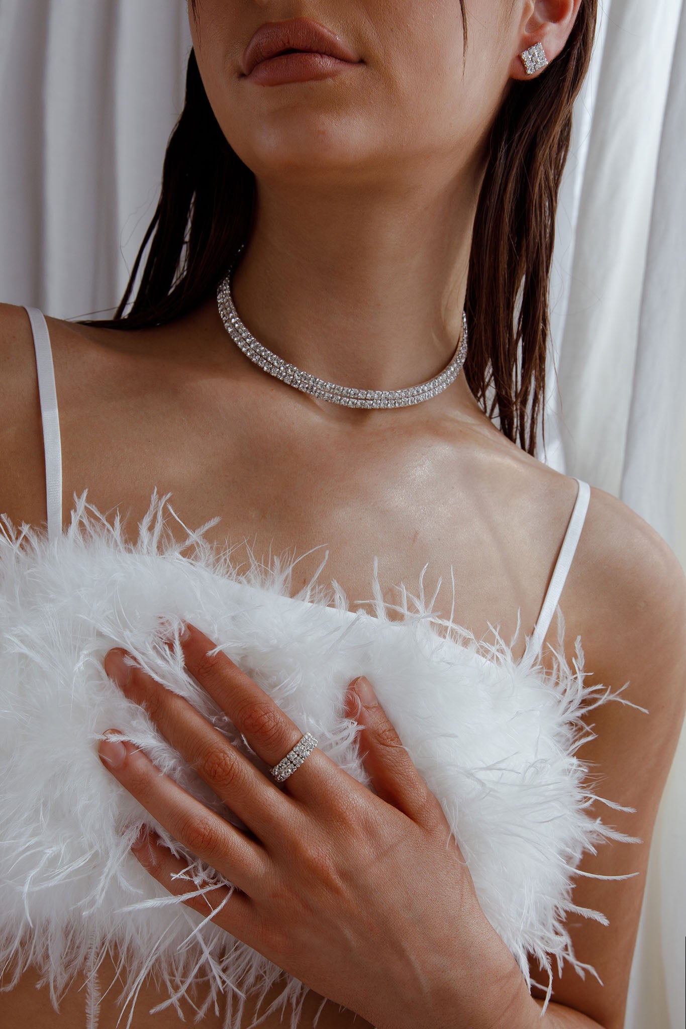 Suite Life Diamante Earrings, Ring and Necklace Set Silver-Maymioy