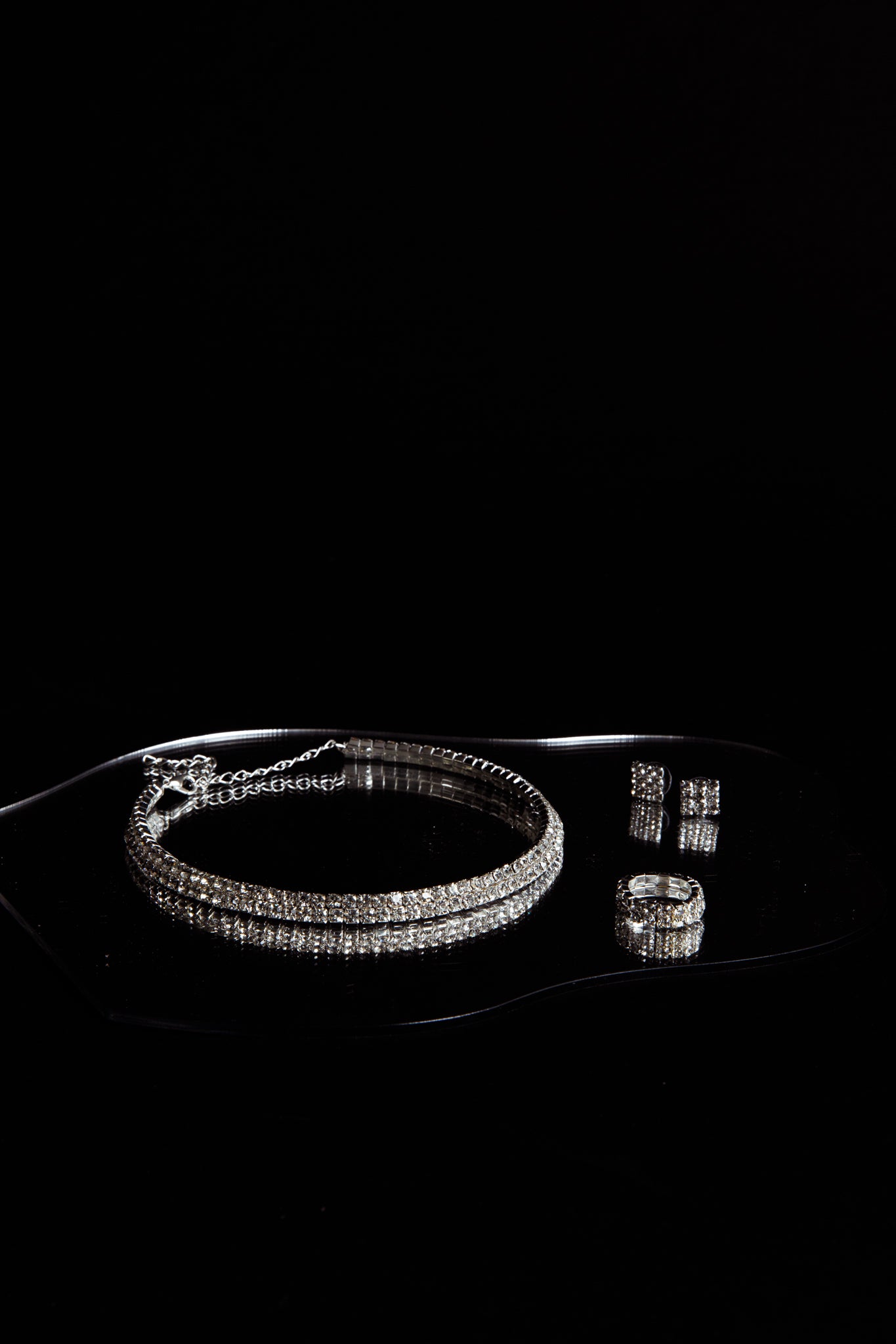 Suite Life Diamante Earrings, Ring and Necklace Set Silver-Maymioy