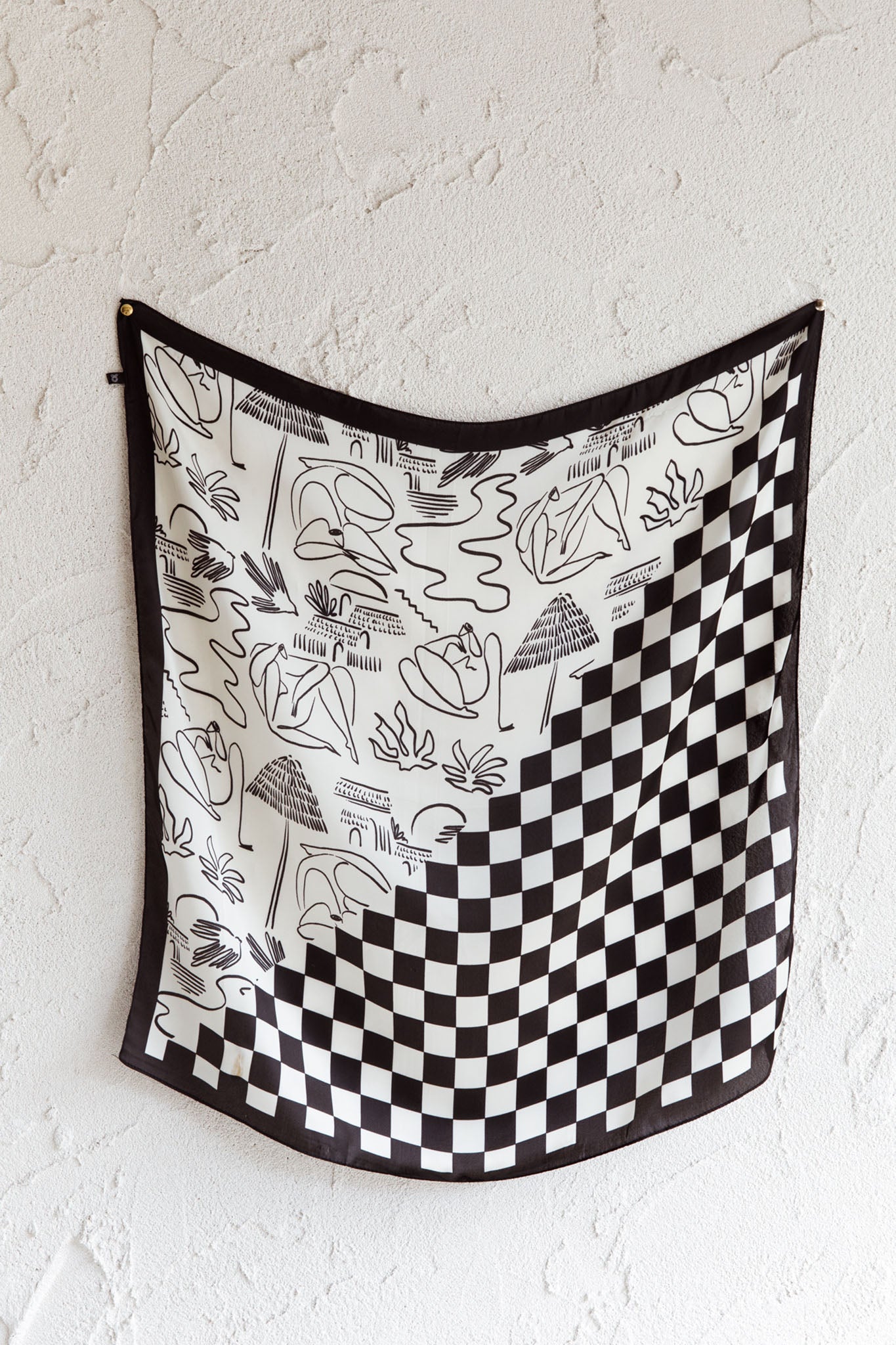 Coastline Printed Square Scarf Black-Maymioy