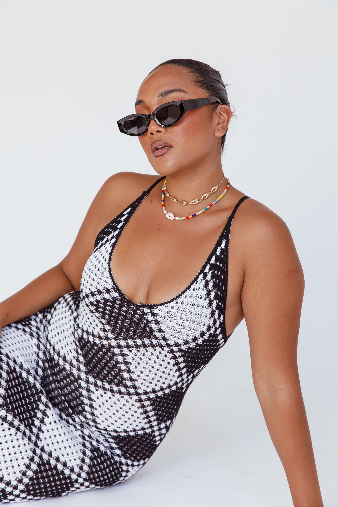 Janis Cat-eye Acetate Sunglasses Black-Maymioy