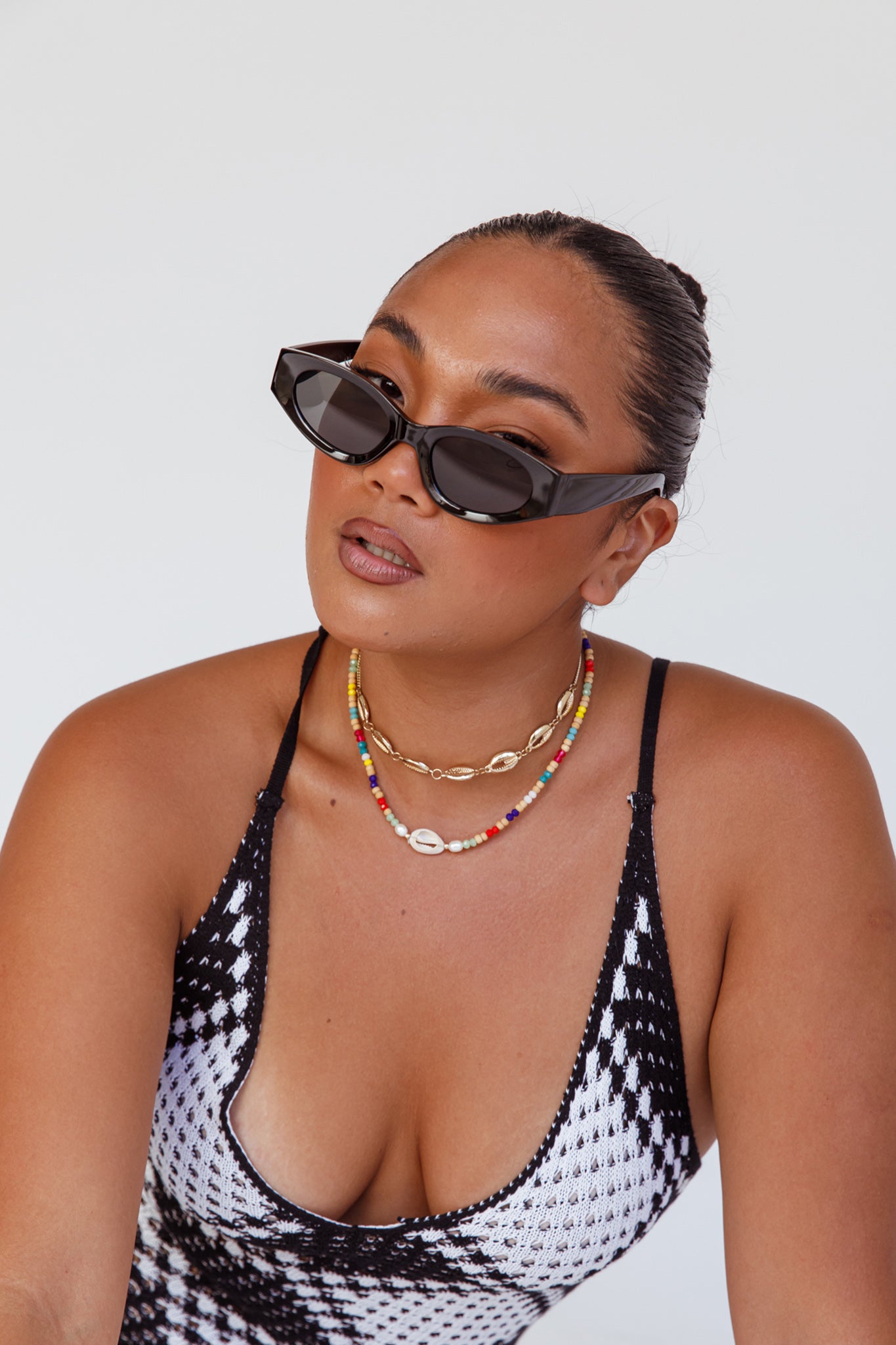 Janis Cat-eye Acetate Sunglasses Black-Maymioy