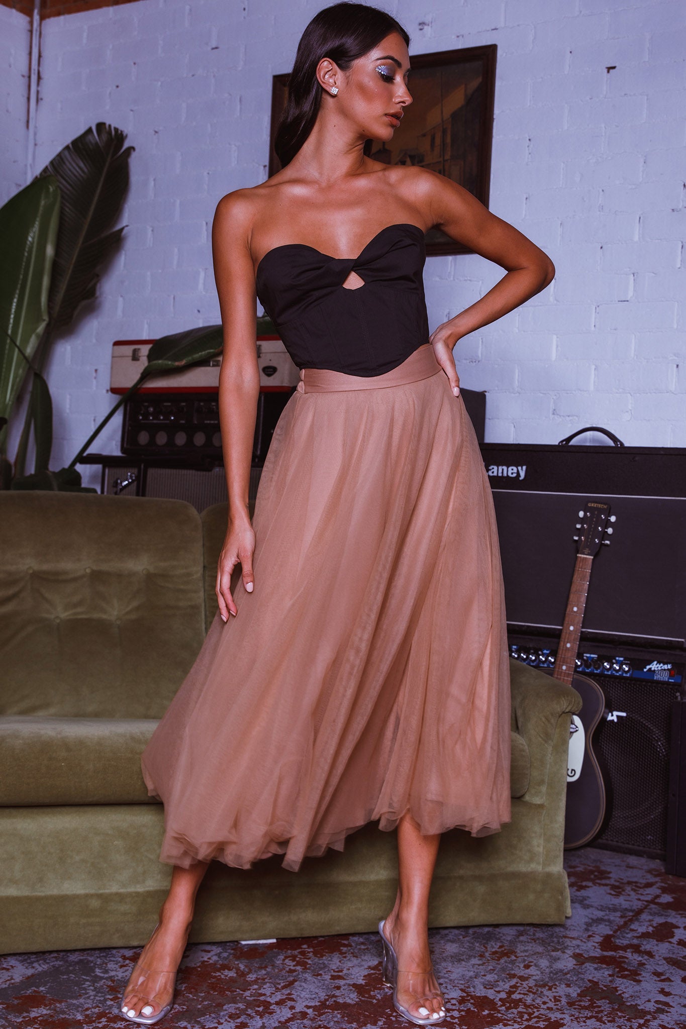 Think Twice Strapless Twist Top Black-Maymioy
