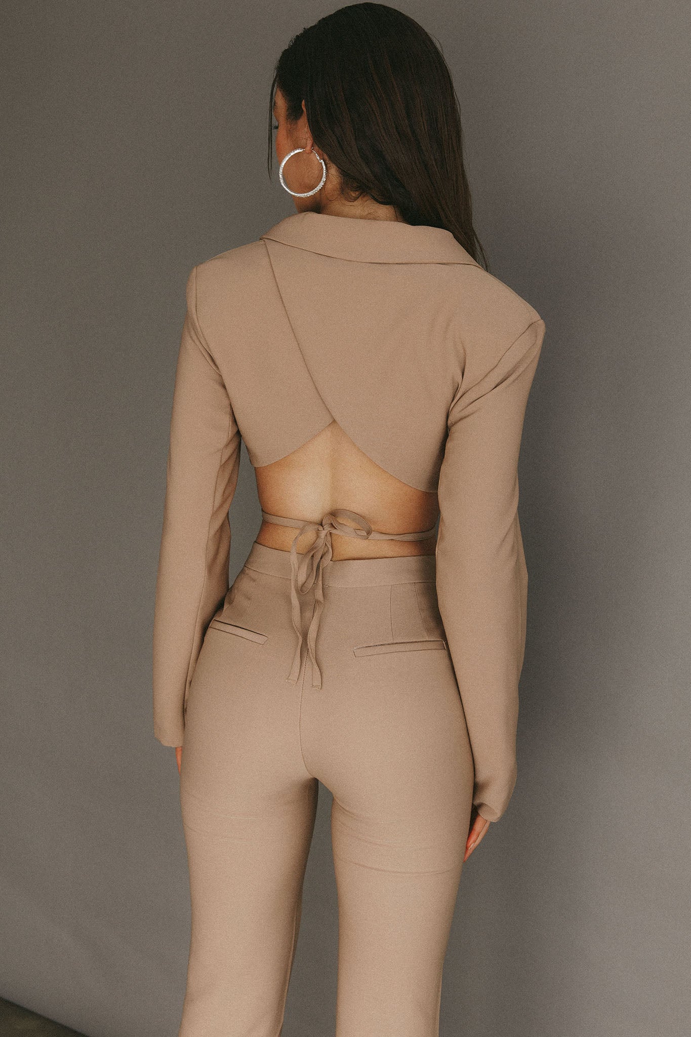 Confessions Crop Tied Blazer Camel-Maymioy