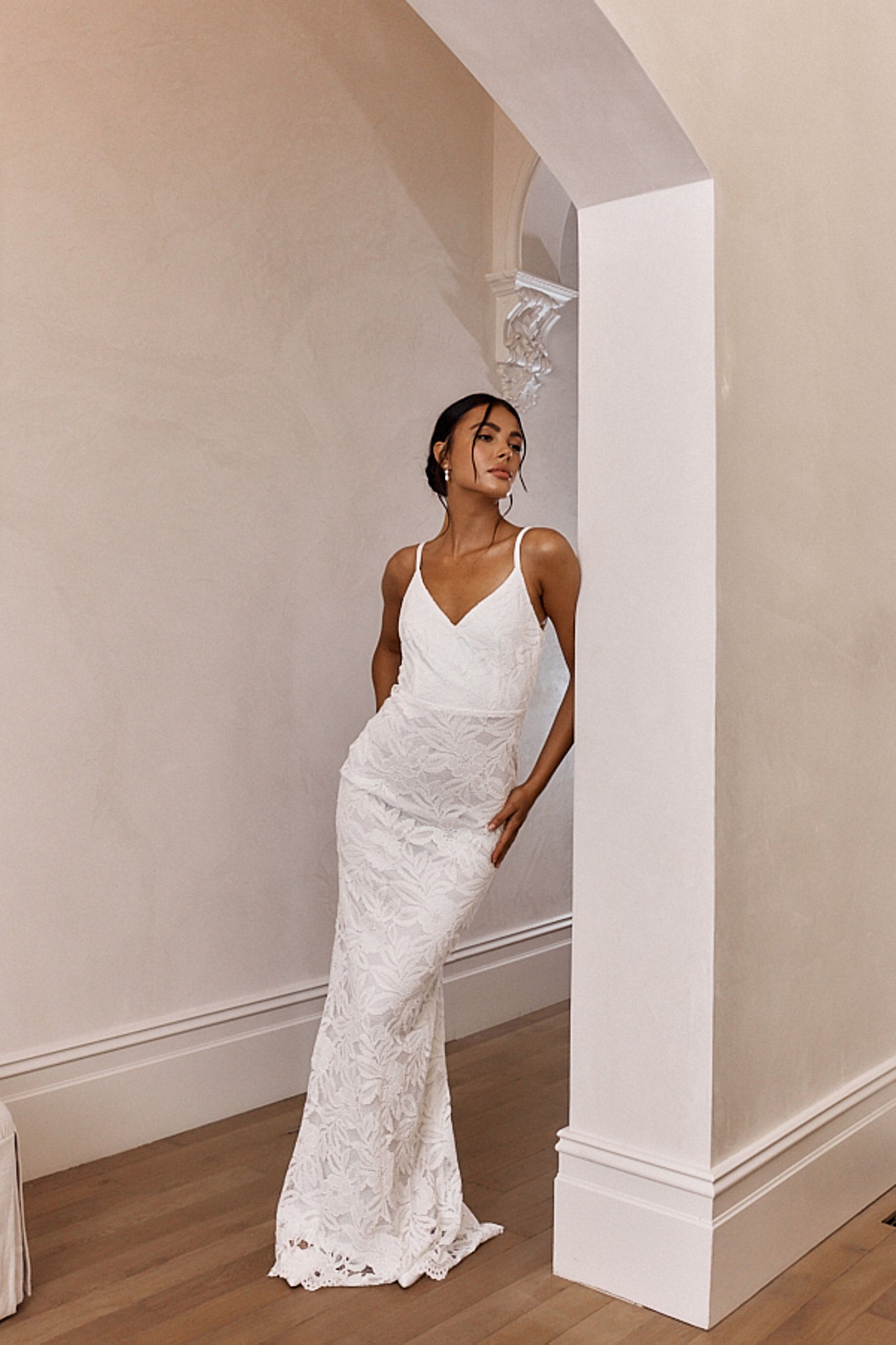 Honey Blossom Keyhole Back Lace Maxi Dress White-Maymioy
