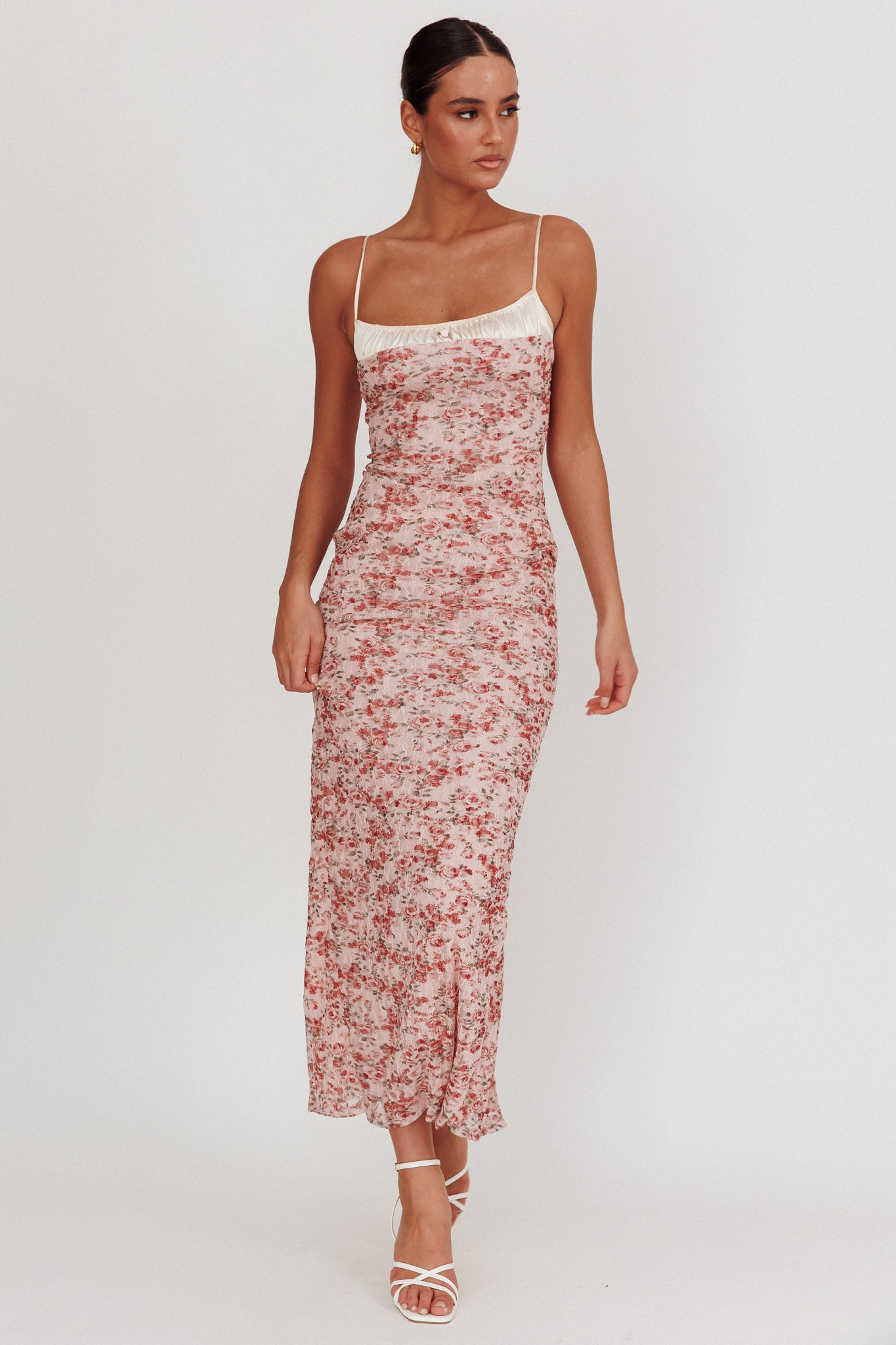 I'm Blushing Floral Lace Maxi Dress Rose-Maymioy